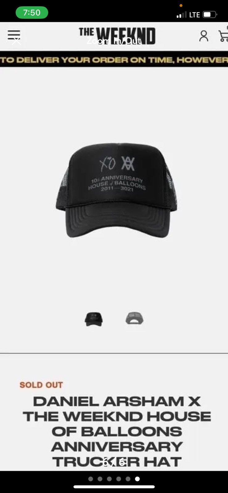 Daniel Arsham × The Weeknd The Weeknd x Daniel Arsham HOB 10 Year Hat (Black) Size ONE SIZE - 6 Thumbnail