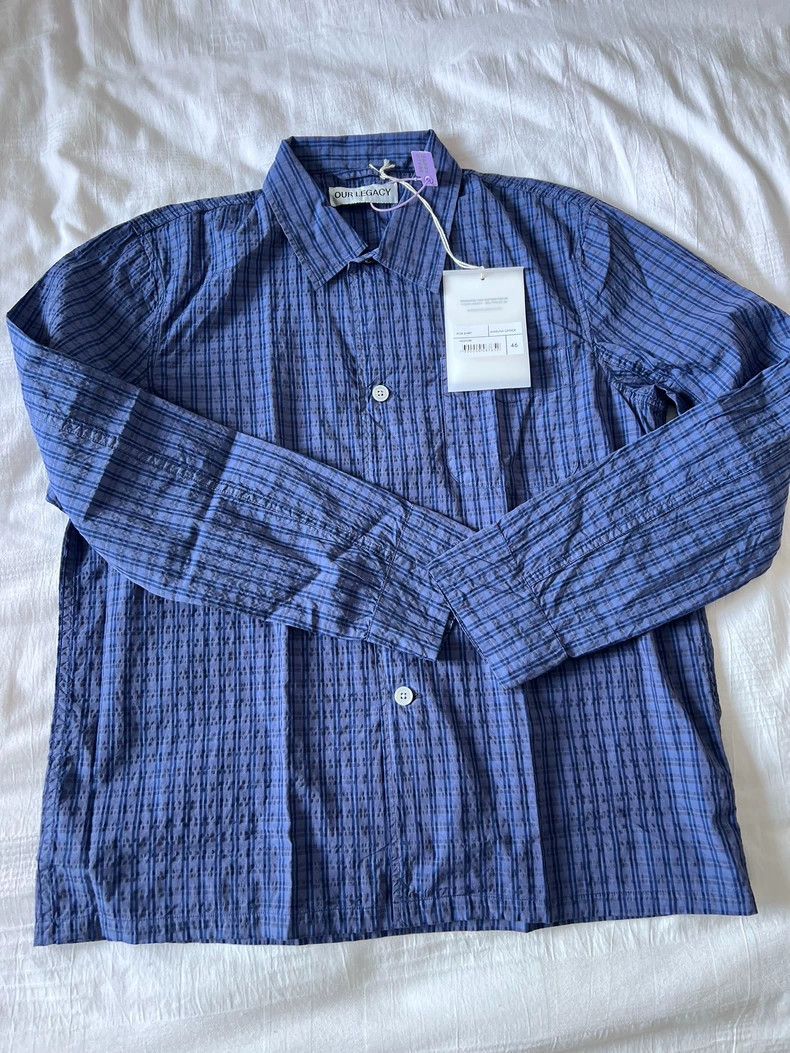 Our Legacy our legacy 25SS puff yarn blue plaid shirt 2504-Nextarrow Size US S / EU 44-46 / 1 - 5 Thumbnail