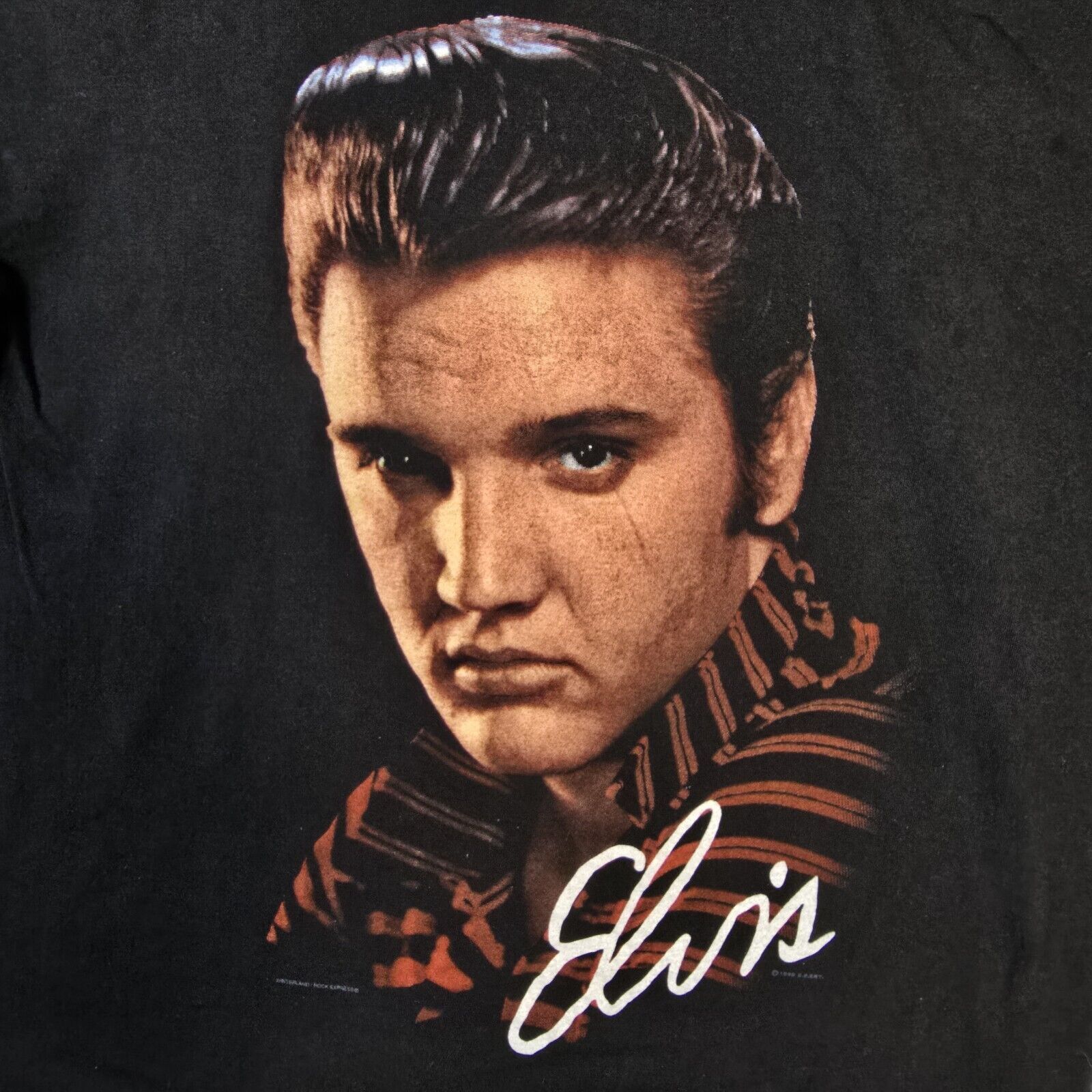 Hanes Vintage 1990 Elvis Presley Black Large Print Men's L T-Shirt Size US L / EU 52-54 / 3 - 3 Thumbnail