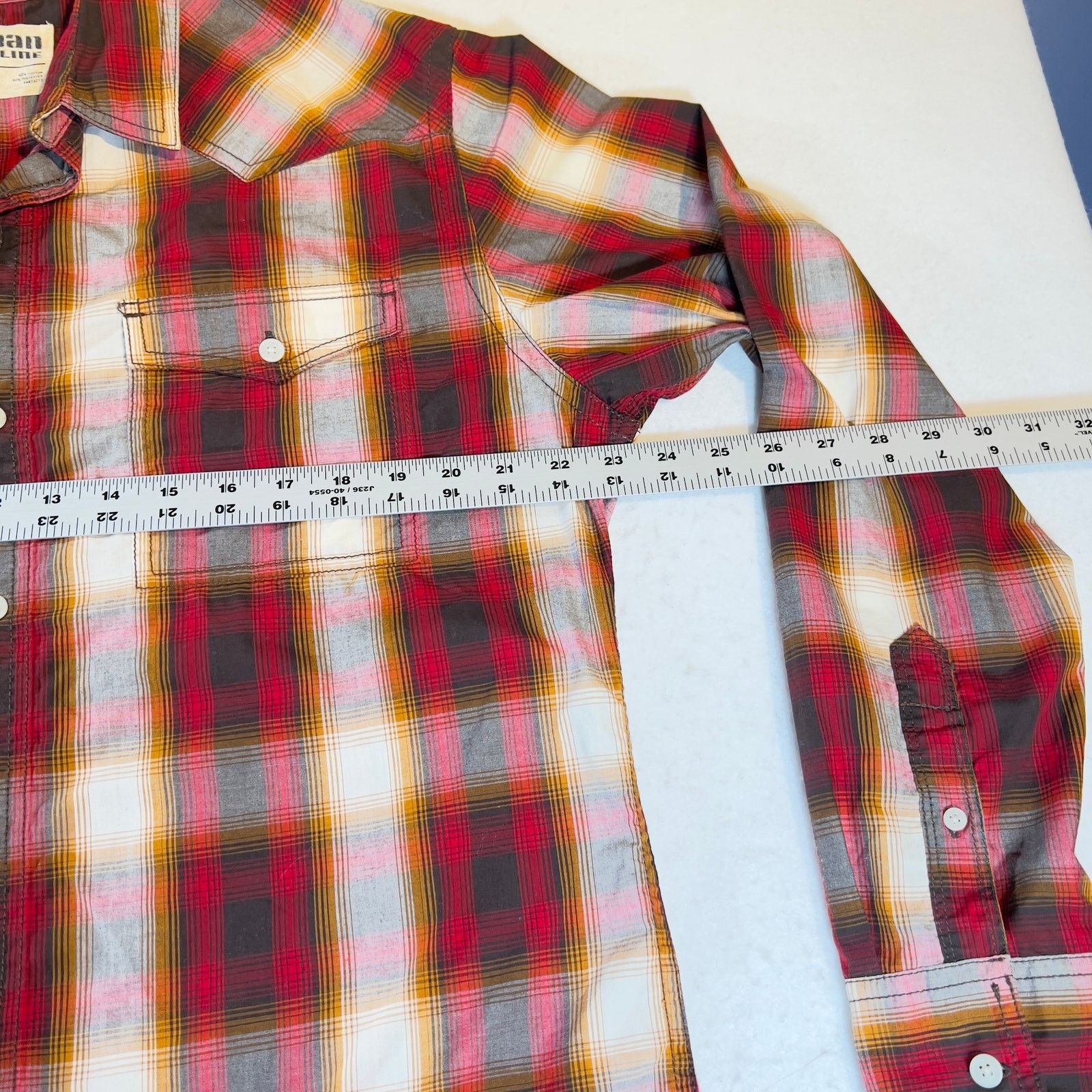 Urban Pipeline Urban Pipeline Button Shirt Men's Large Red Tan Brown Plaid Size US L / EU 52-54 / 3 - 6 Thumbnail