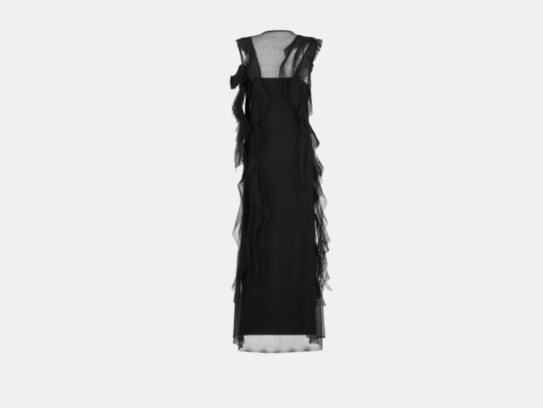 Dior o1w1db11225 424R08 Long Dress with Ruffles in Black Size M / US 6-8 / IT 42-44 - 2 Thumbnail
