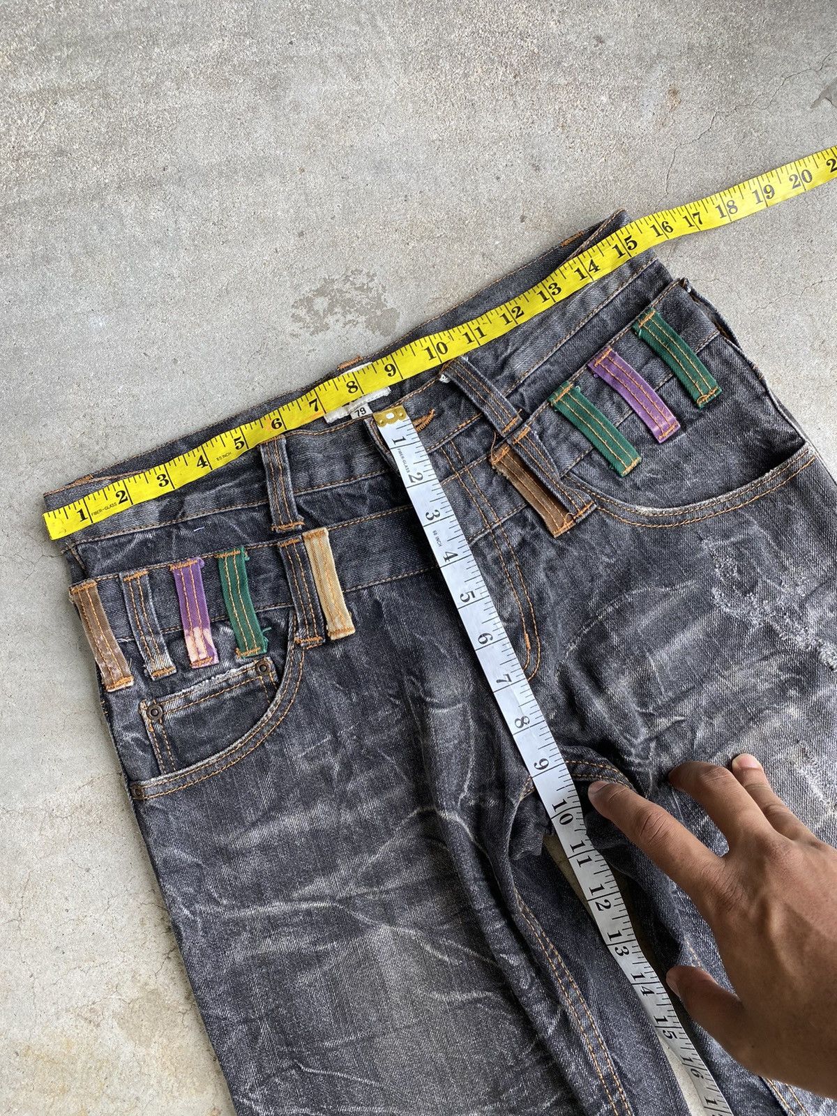 Japanese Brand NYLAUS JEANS DOUBLE WAIST DOPE STONE WASH FADED DESIGN OPIUM Size US 31 - 7 Thumbnail