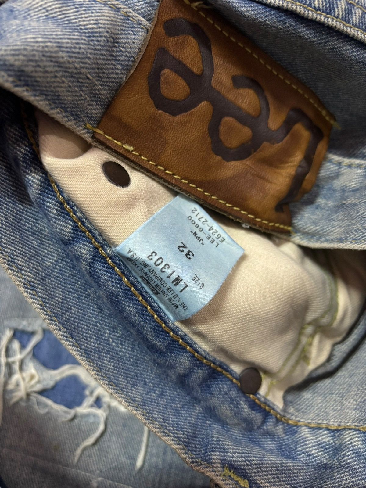 Japanese Brand Vtg Y2k Lee Japan Sashiko Blue Washed Jeans Size US 32 / EU 48 - 6 Thumbnail