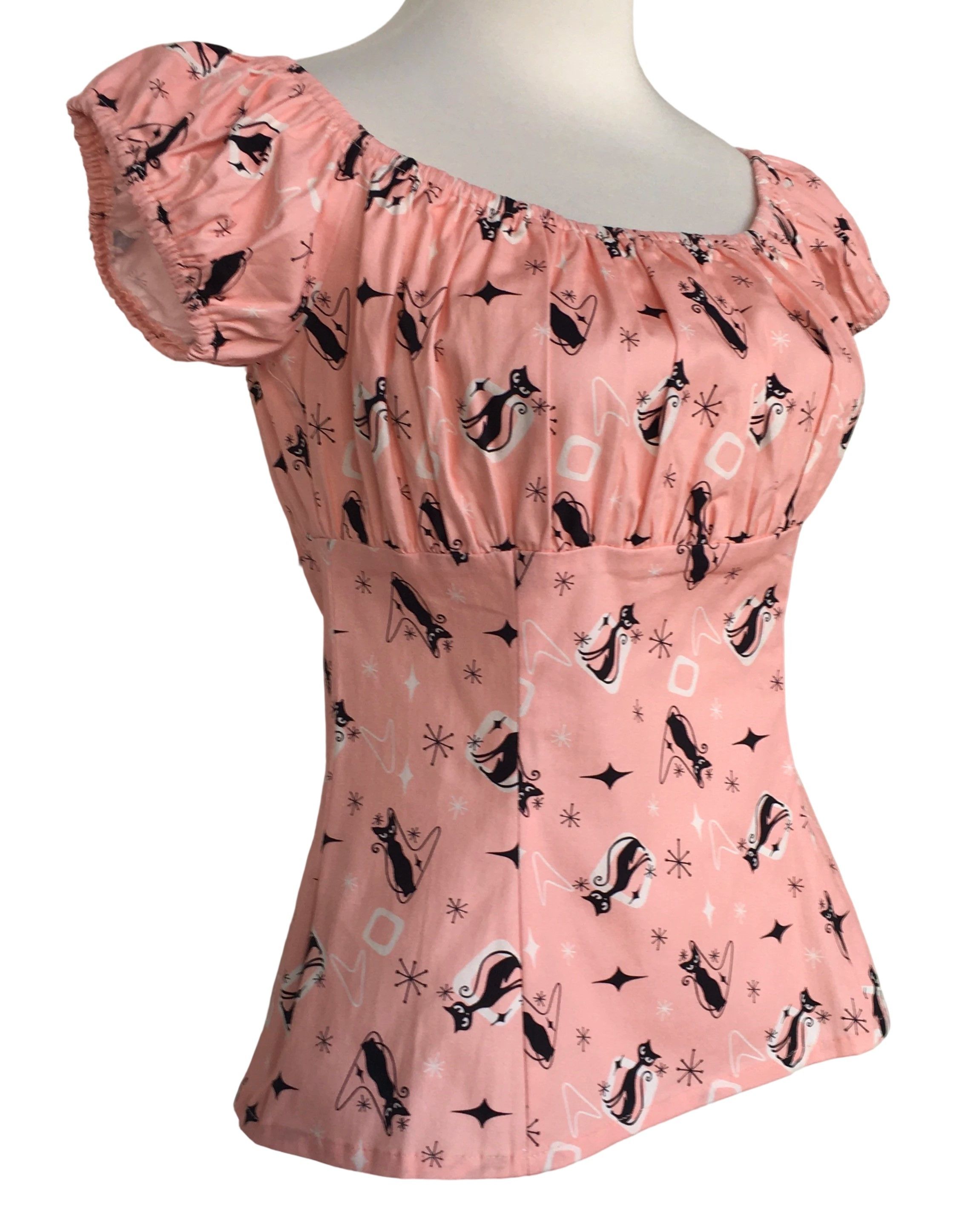 Other Black cat print off shoulder slim fit women tops Size S / US 4 / IT 40 - 2 Thumbnail