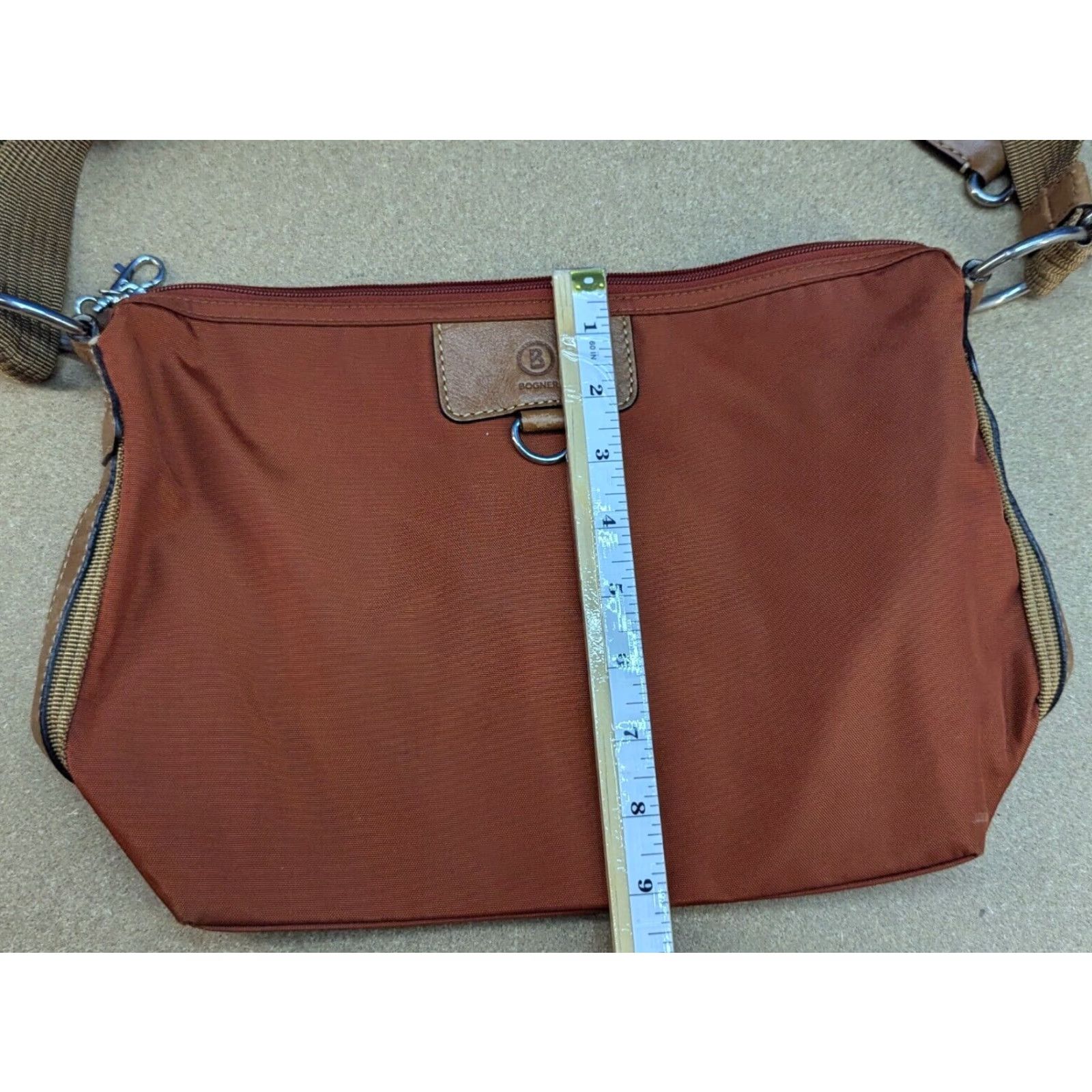 Bogner Bogner Womens Brown Shoulder Hand Bag Ladies Crossbody Bag Medium Brown Polyester Nylon Lining Pockets Handle Zip Vintage? No Size ONE SIZE - 7 Thumbnail
