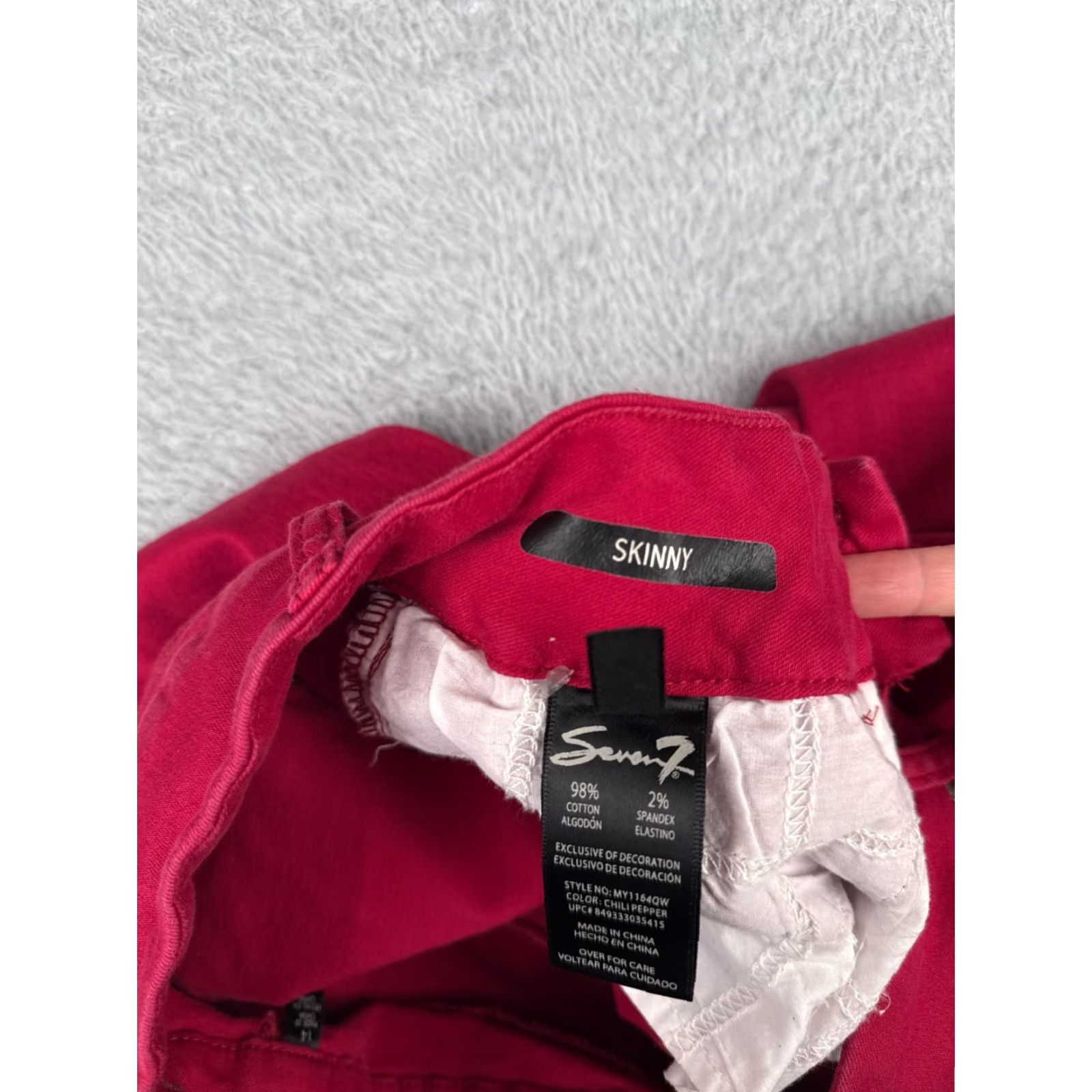 Vintage Seven7 Jeans Women 14 Red Denim Skinny Mid Rise 31x28 Cotton Blend Slimming 5-Pocket Design Button Zipper Vintage No Size 36" / US 14 / IT 50 - 7 Thumbnail