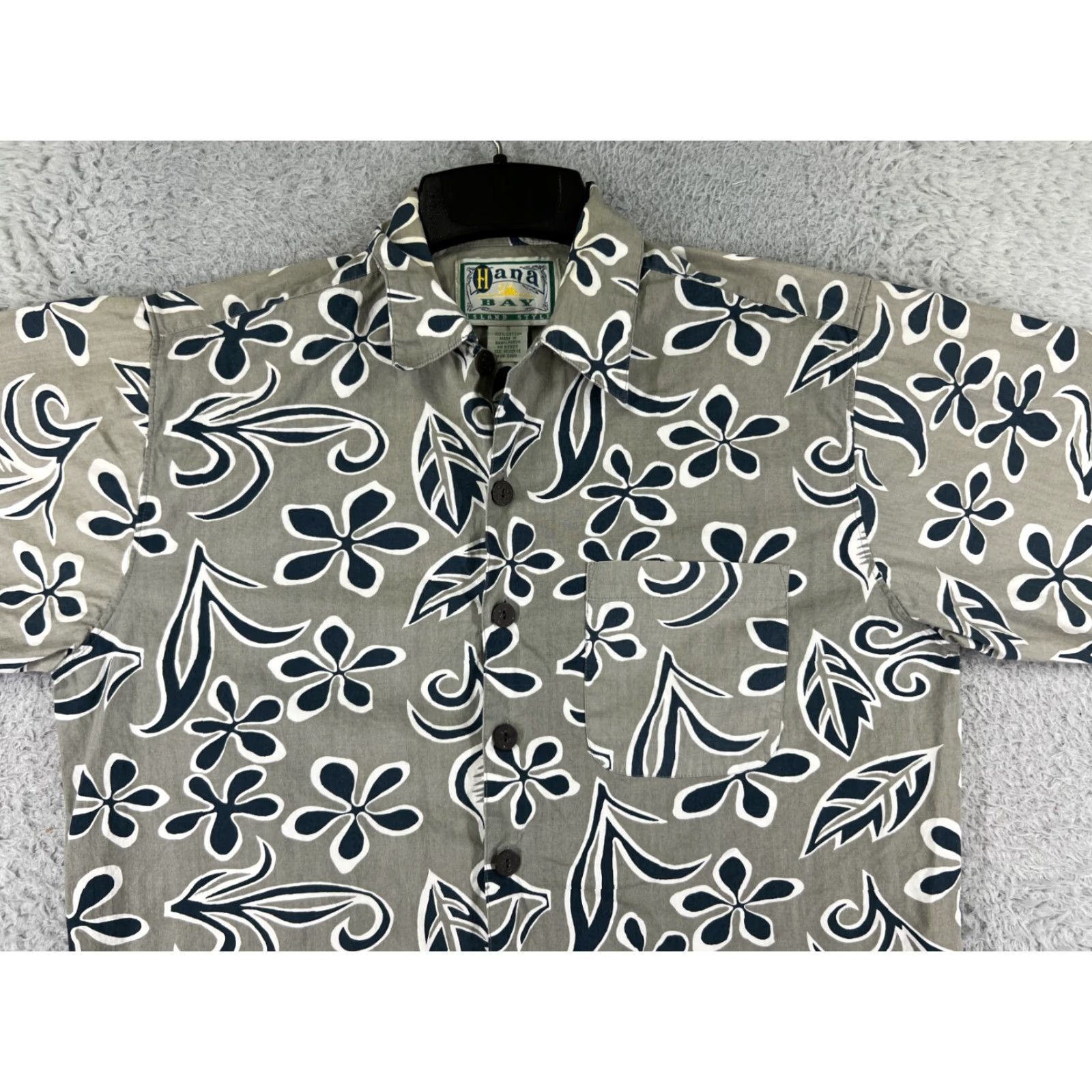 Pierre Cardin VINTAGE Pierre Cardin Shirt Adult Small Gray Floral 100% Cotton Button Up Hawaiian Size US L / EU 52-54 / 3 - 6 Thumbnail