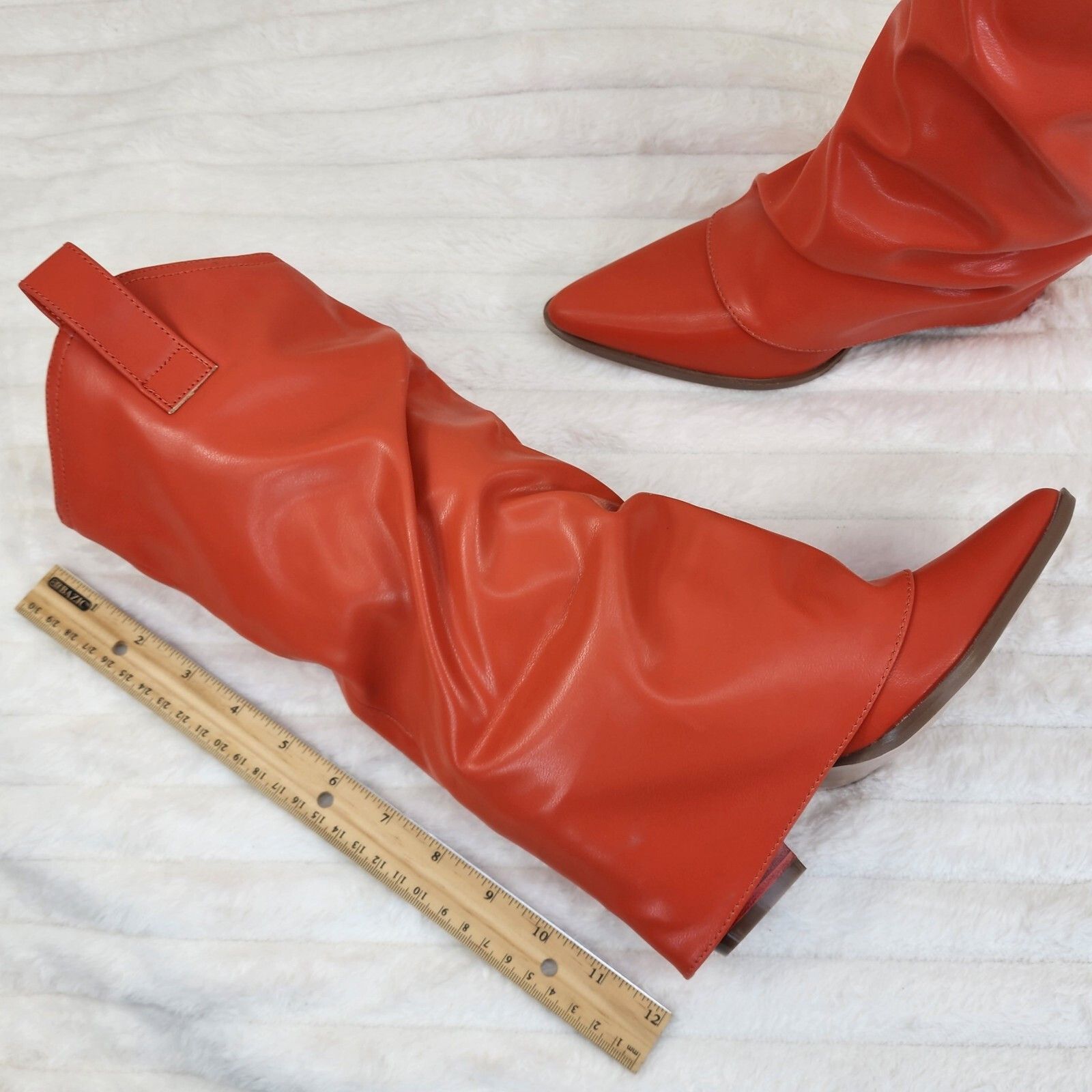Other Humbled Orange Skirted Fold Over Western Cowgirl Boots (US S Size US 5.5 / IT 35.5 - 6 Thumbnail