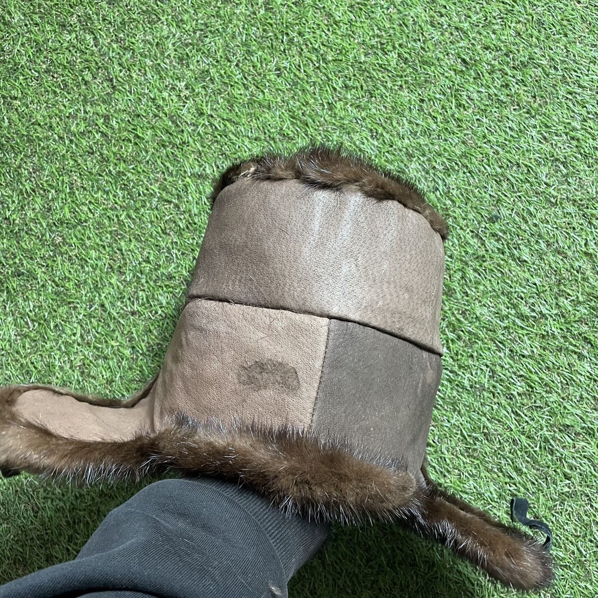 Vintage Vintage 90s Leather Fur Trapper Beanie Cold Weather Hat OS Size ONE SIZE - 2 Thumbnail