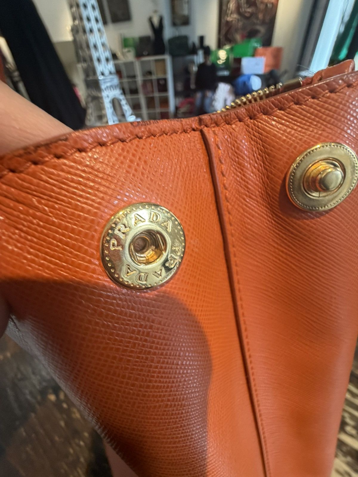 Prada Prada Galleria Saffiano Leather Tote – Papaya ✨ Size ONE SIZE - 12 Thumbnail
