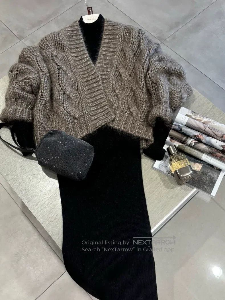 Brunello Cucinelli Brunello Cucinelli Cable-knit mohair cardigan open-front j Size S / US 4 / IT 40 - 1 Thumbnail