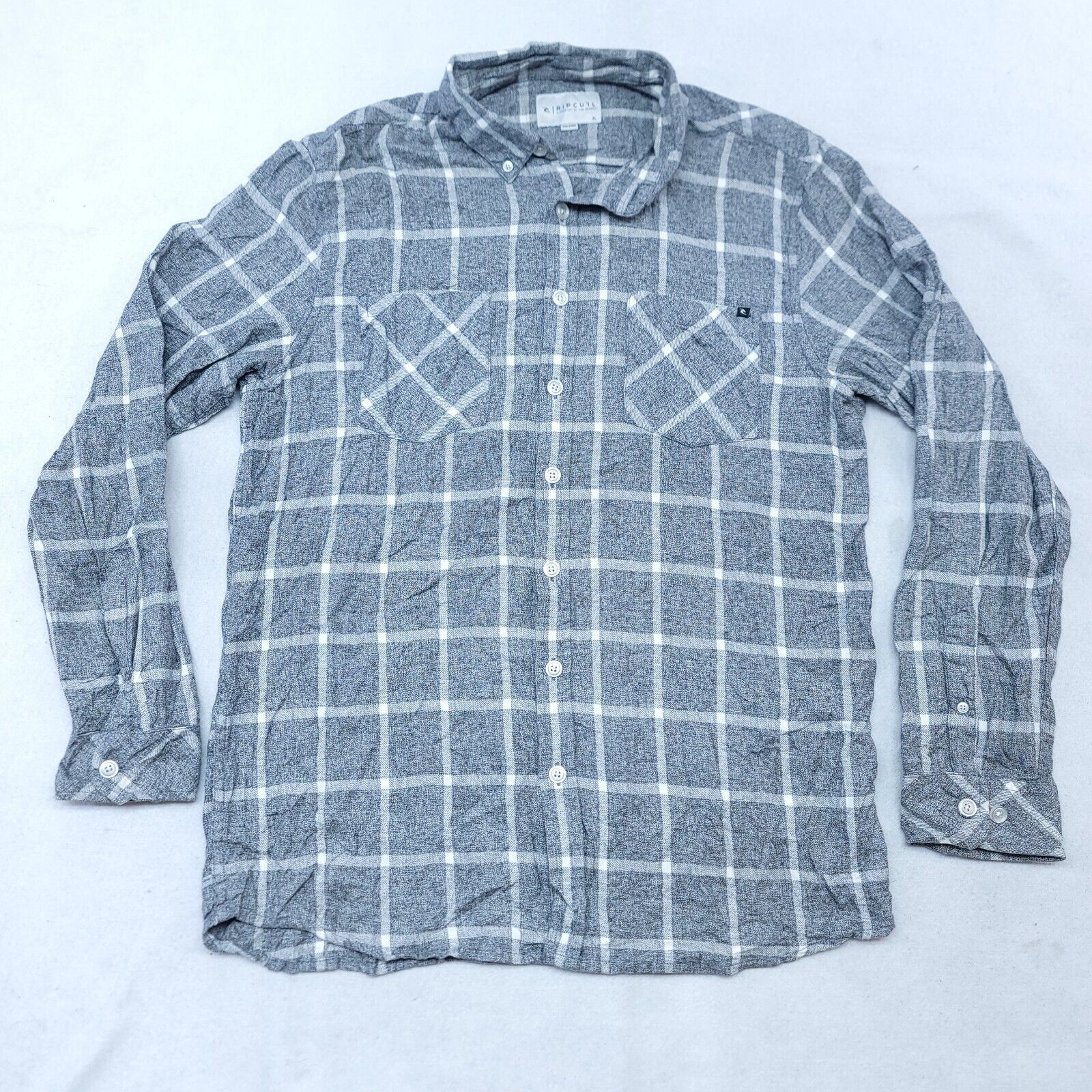 Rip Curl Ripcurl Windowpane Flannel Shirt Mens Size XL Gray White Size US XL / EU 56 / 4 - 2 Thumbnail