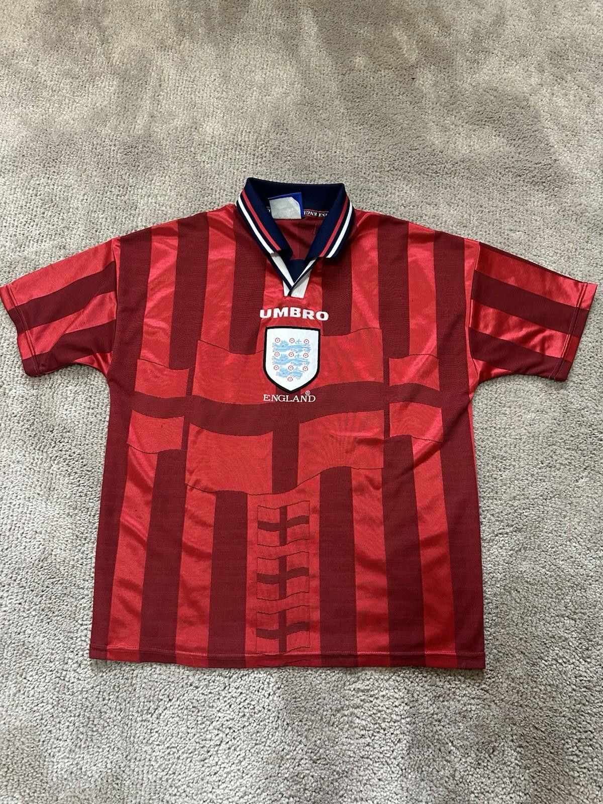 ENGLAND UMBRO 1997 1998 AWAY FOOTBALL JERSEY SHIRT BOYS M