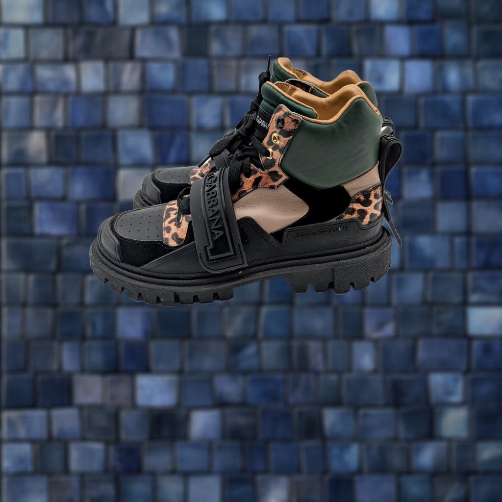 Dolce & Gabbana Dolce & Gabbana Boots Mens Size 11 Multi Leather Leopard Combat Chunky CS1699 Size US 11 / EU 44 - 1 Thumbnail