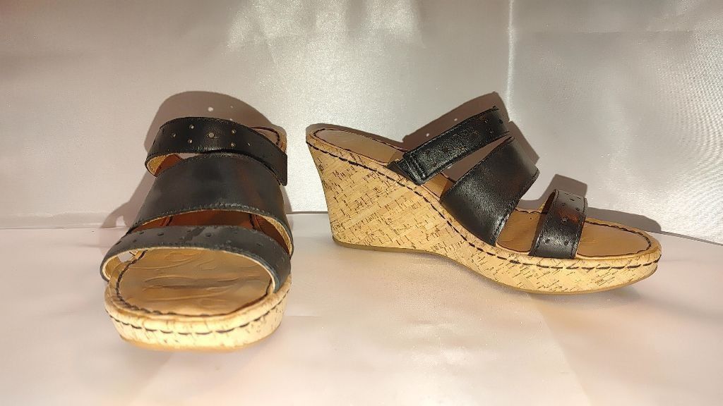 Born Born Marjorie Leather Cork Wedge Sandals Size 6 Size US 6 / IT 36 - 6 Thumbnail