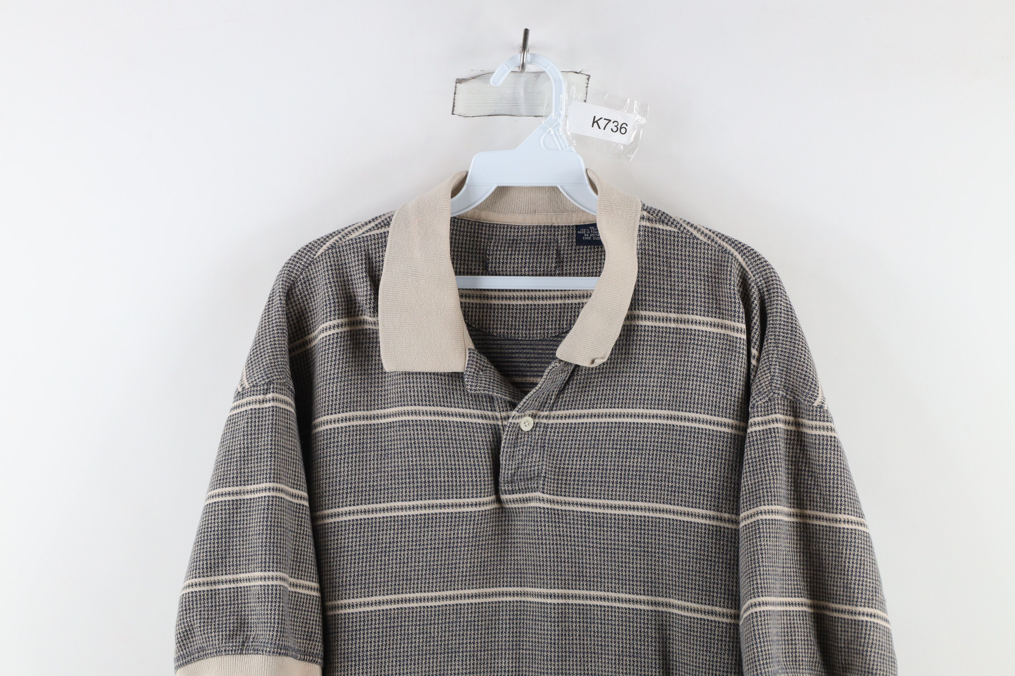 Vintage Vintage 90s Streetwear Houndstooth Knit Collared Polo Shirt Size US XL / EU 56 / 4 - 2 Thumbnail