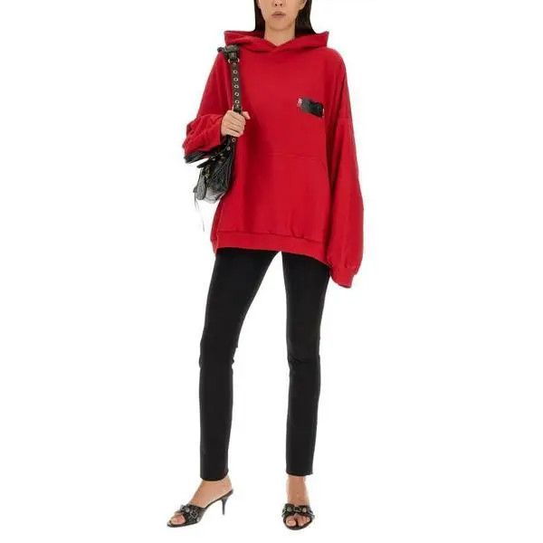 Balenciaga o1s1wg111224 Gaffer Hoodie Oversized in Red Size XS / US 0-2 / IT 36-38 - 6 Thumbnail