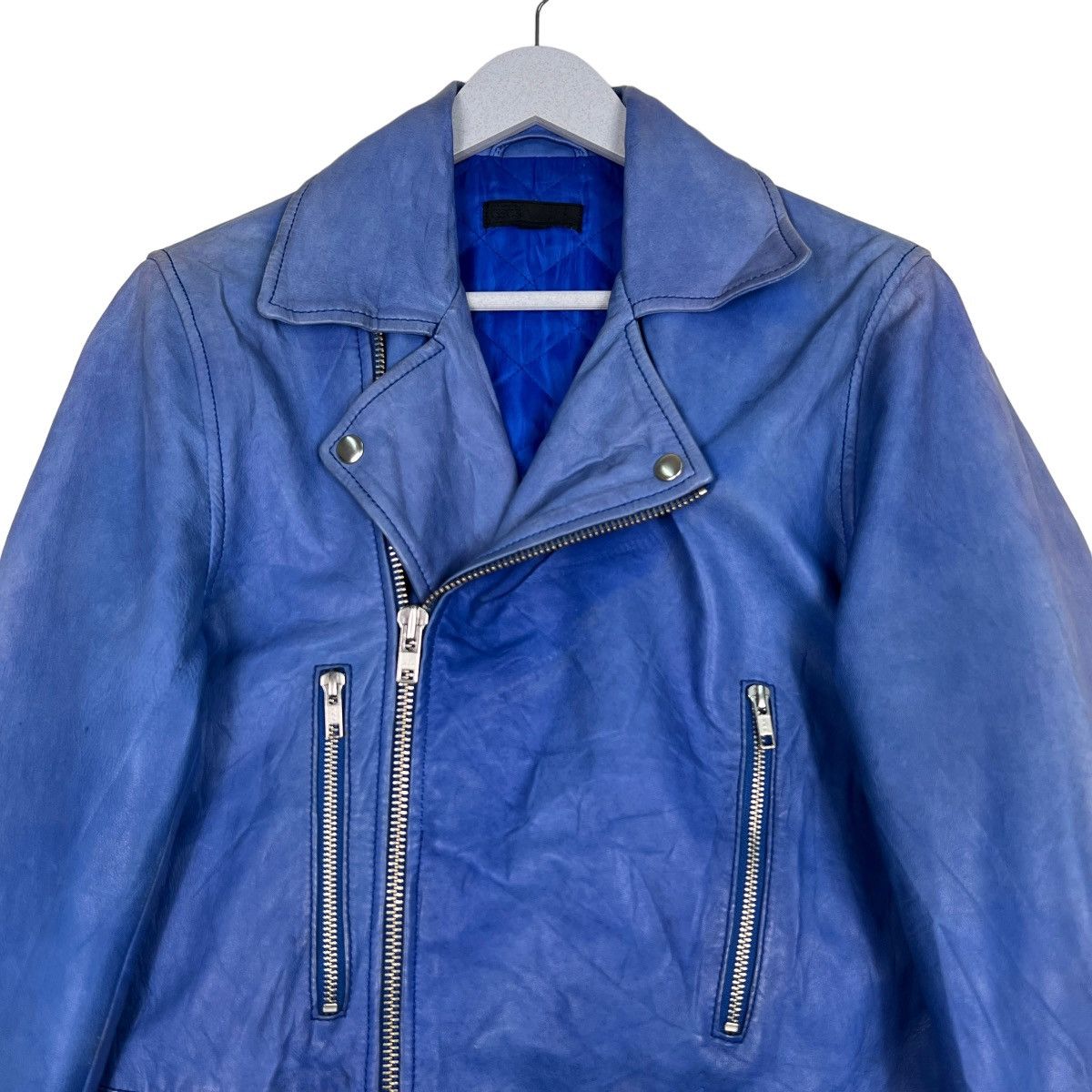 Asos 🔥 ASOS DOUBLE COLAR RIDER MOTO LEATHER JACKET Size US XS / EU 42 / 0 - 3 Thumbnail