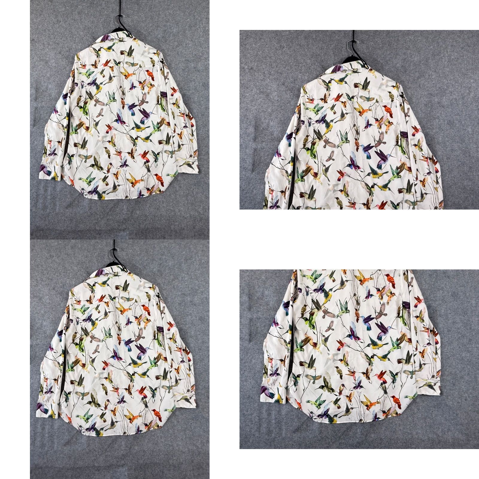 Vintage Vipavadee Shirt Womens M White AOP Hummingbird Button Up Long Sleeve USA Made Size M / US 6-8 / IT 42-44 - 8 Thumbnail