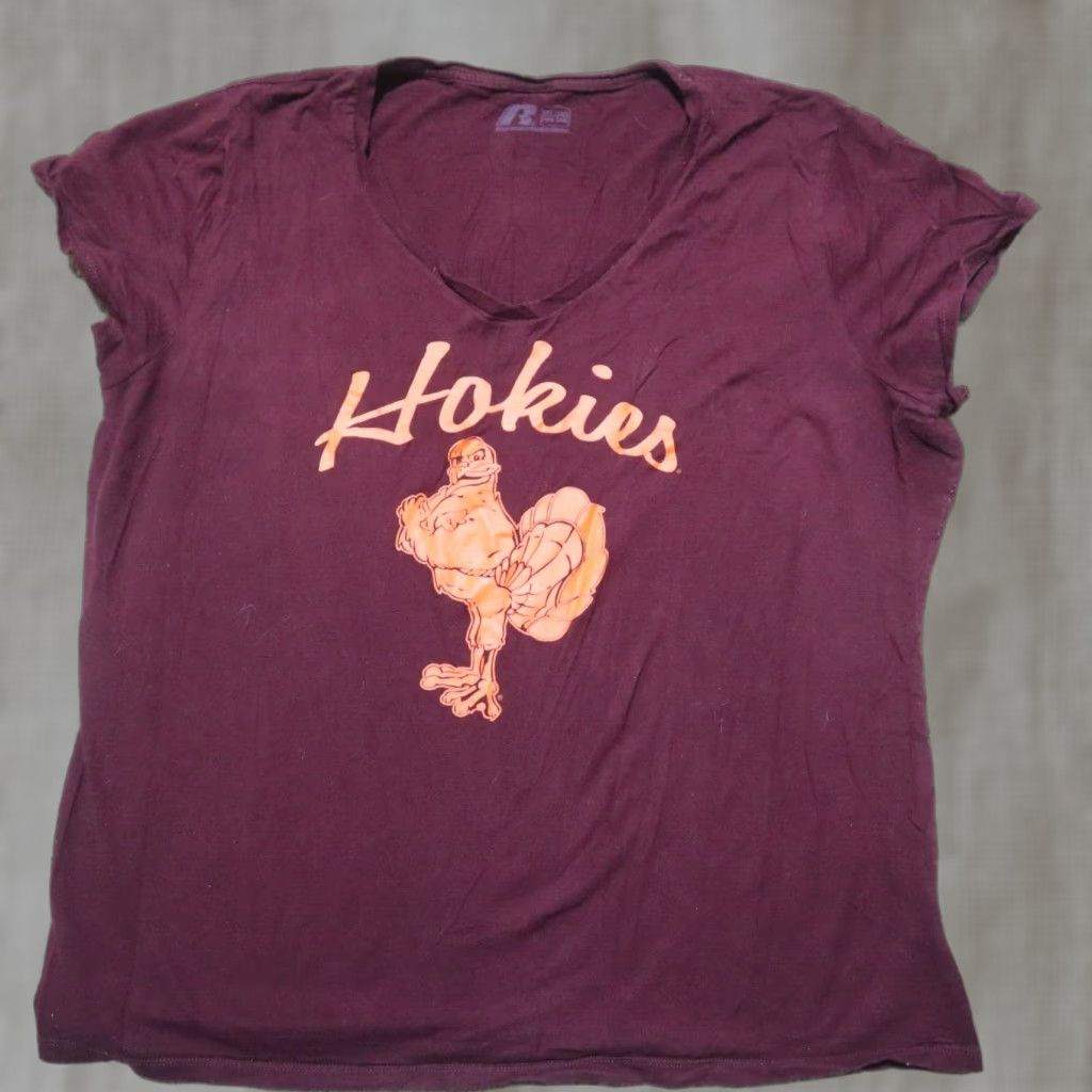 Russell Athletic Hokies Virginia VA Red Burgundy Short Sleeve Tee T-Shirt Women's 2XL Graphic Tee Shirt 100% Cotton XXL Red Virginia Hokies Womens Shirt 2XL Size XXL / US 16-18 / IT 52-54 - 1 Thumbnail