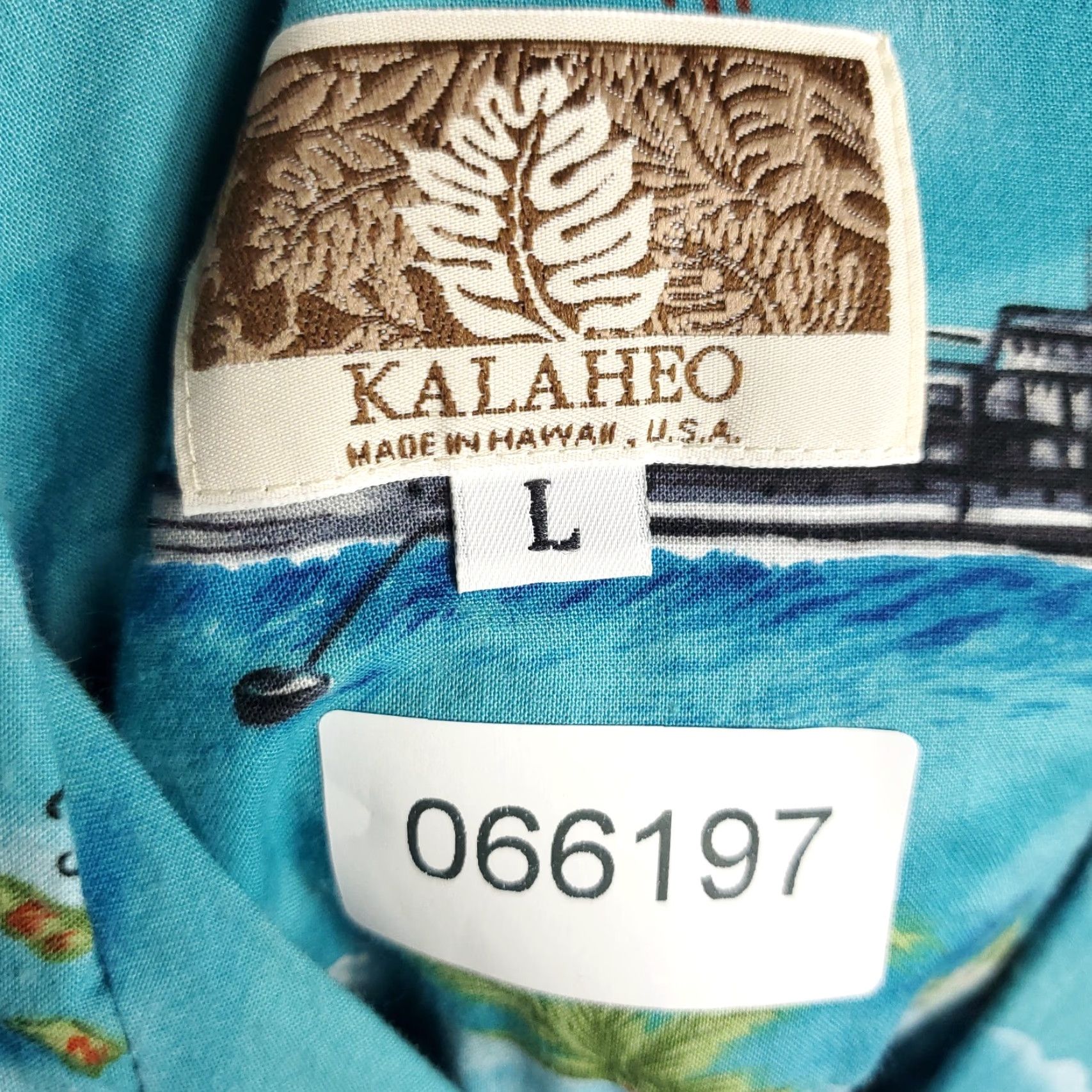 Vintage Kalaheo Shirt Mens Large Blue Battleship Print Hawaiian Button Up Short Sleeve Shirt Size US L / EU 52-54 / 3 - 6 Thumbnail