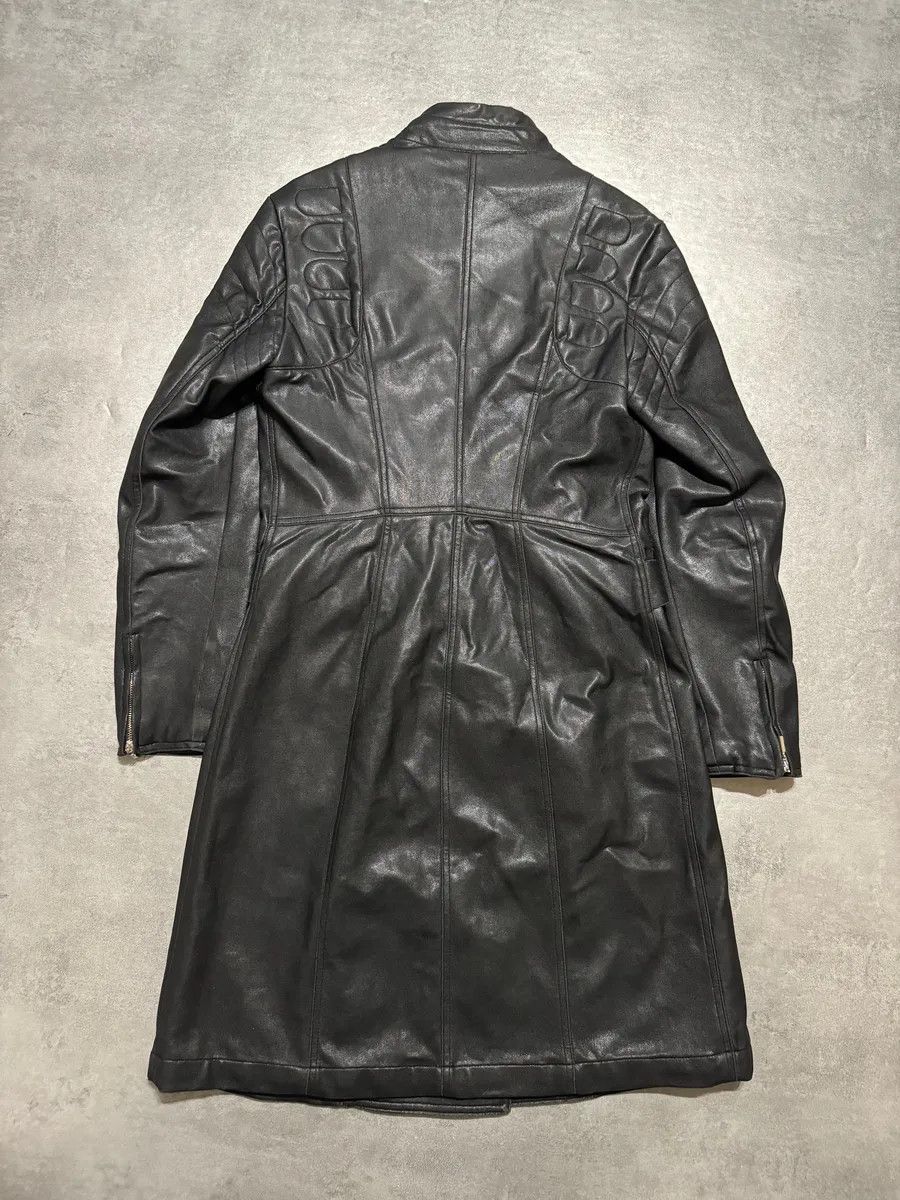 Vintage 2000s Plein Sud Asymmetrical Black Padded Leather Trench Jacket Size US XS / EU 42 / 0 - 2 Thumbnail