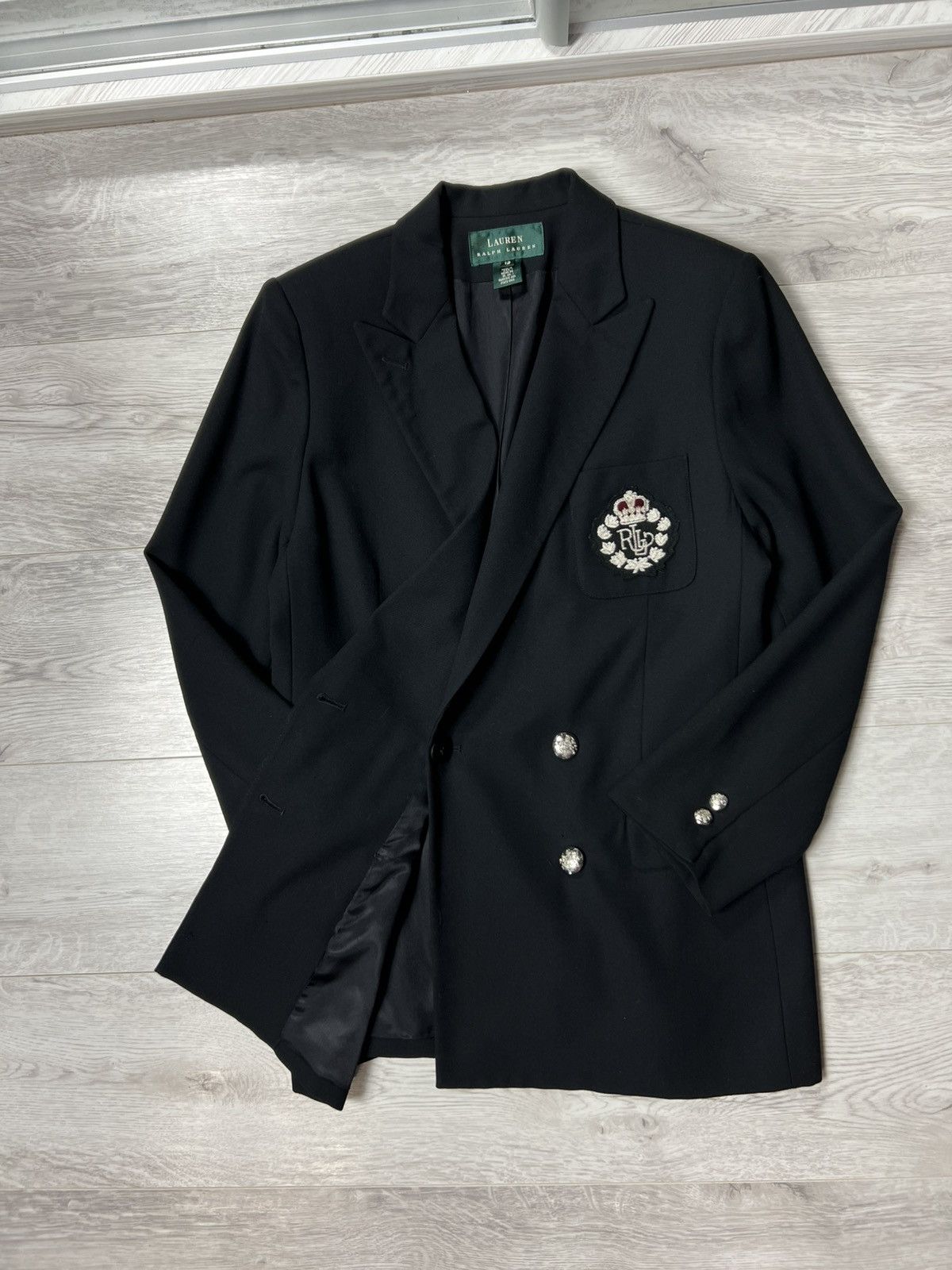 Polo Ralph Lauren Lauren Ralph Lauren Black Double Breasted Blazer Crest Patch Size XL / US 12-14 / IT 48-50 - 10 Thumbnail
