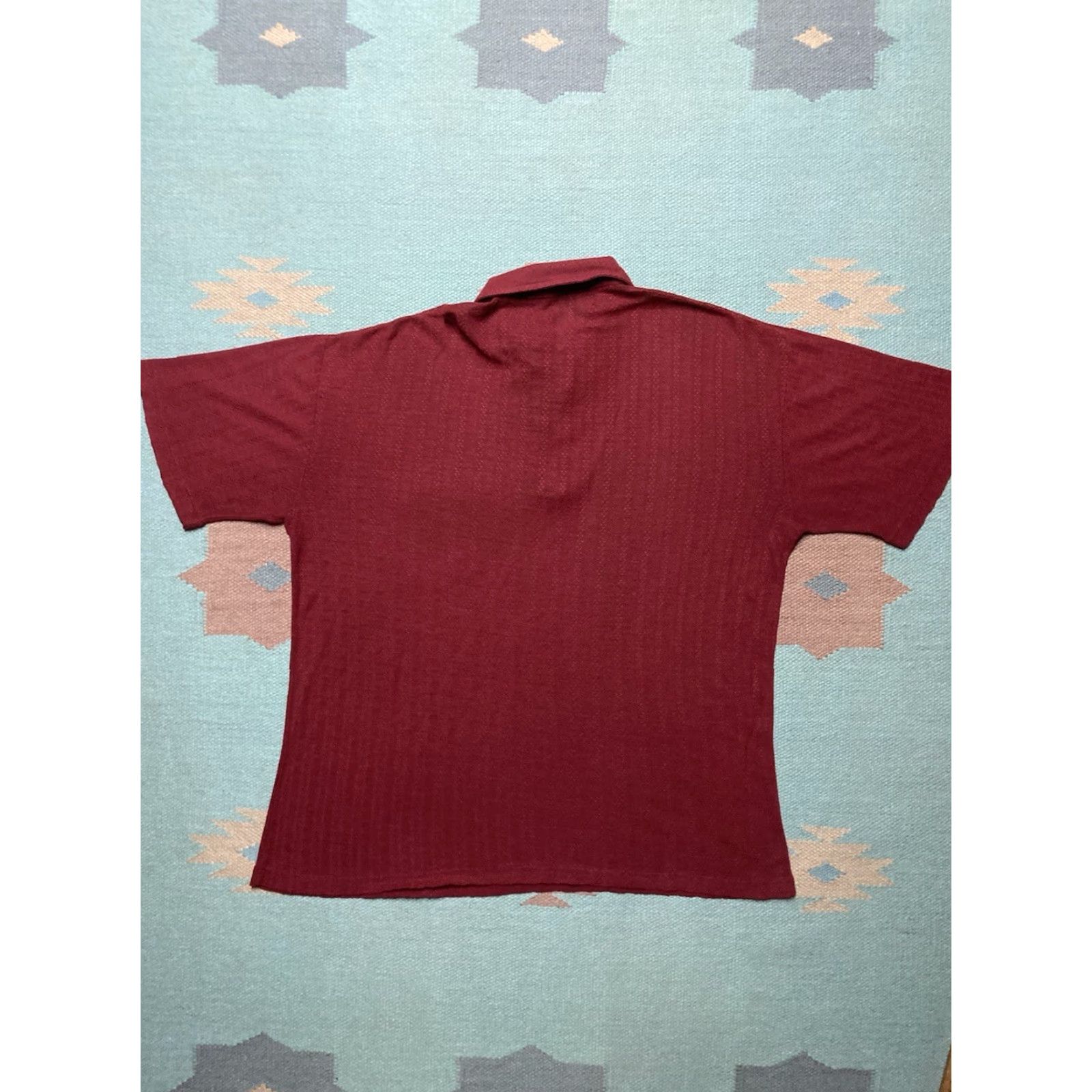 Vintage VINTAGE 1960s waffle knit polo shirt short sleeve maroon red acrylic large Polo Mens L Size US L / EU 52-54 / 3 - 6 Thumbnail