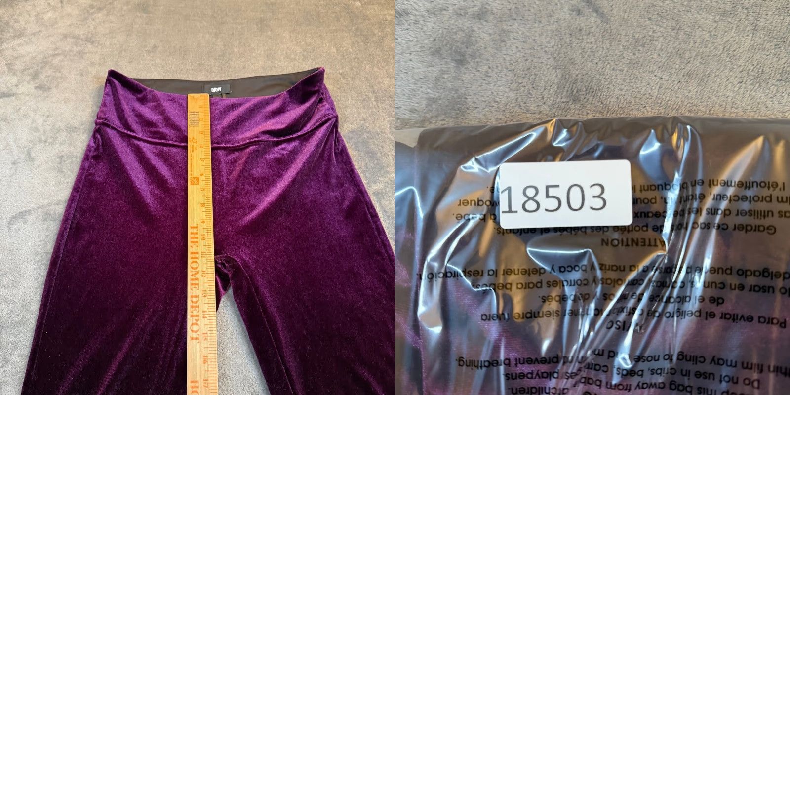 DKNY DKNY Velvet Leggings Womens Large Purple Stretch Velour Athleisure 28x27" Size 36" / US 14 / IT 50 - 8 Thumbnail