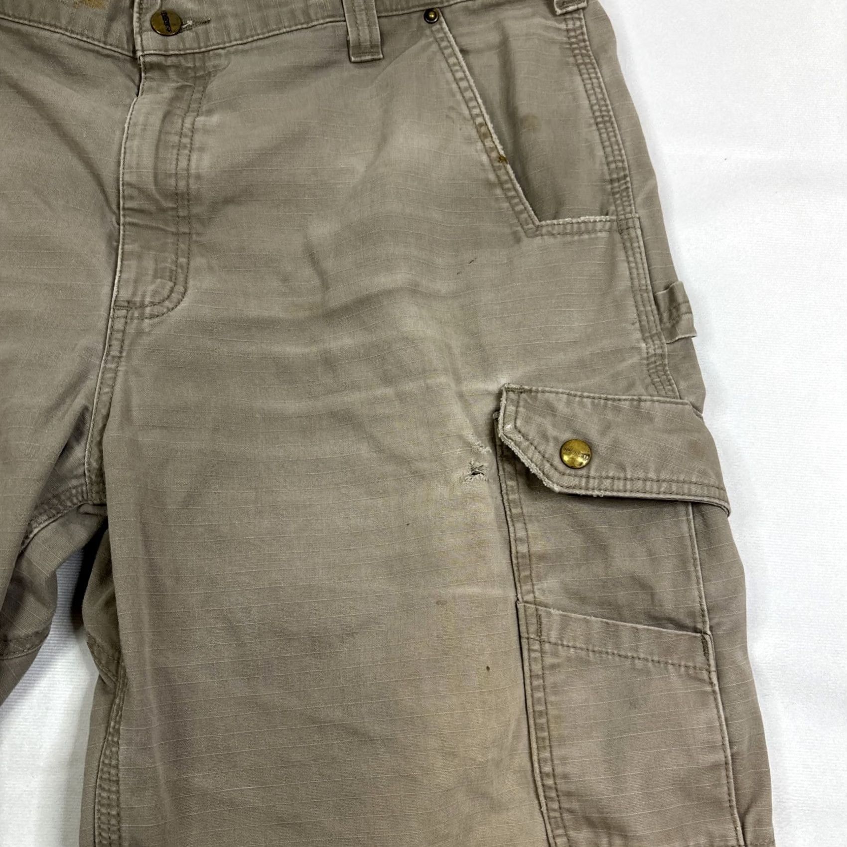 Carhartt Carhartt Cargo Shorts B357 DES Distressed Men Size 40 Relaxed Fit Ripstop Beige Cargo Work Shorts Mens Size US 40 / EU 56 - 4 Thumbnail