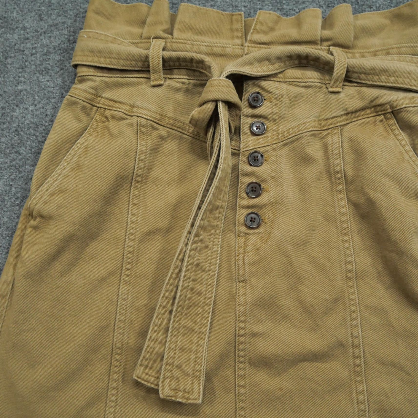 Banana Republic VINTAGE Banana Republic Skirt Womens 6 Brown Canvas Button Fly Tie Belt Short Pencil Skirt Brown Womens Size 28" / US 6 / IT 42 - 3 Thumbnail