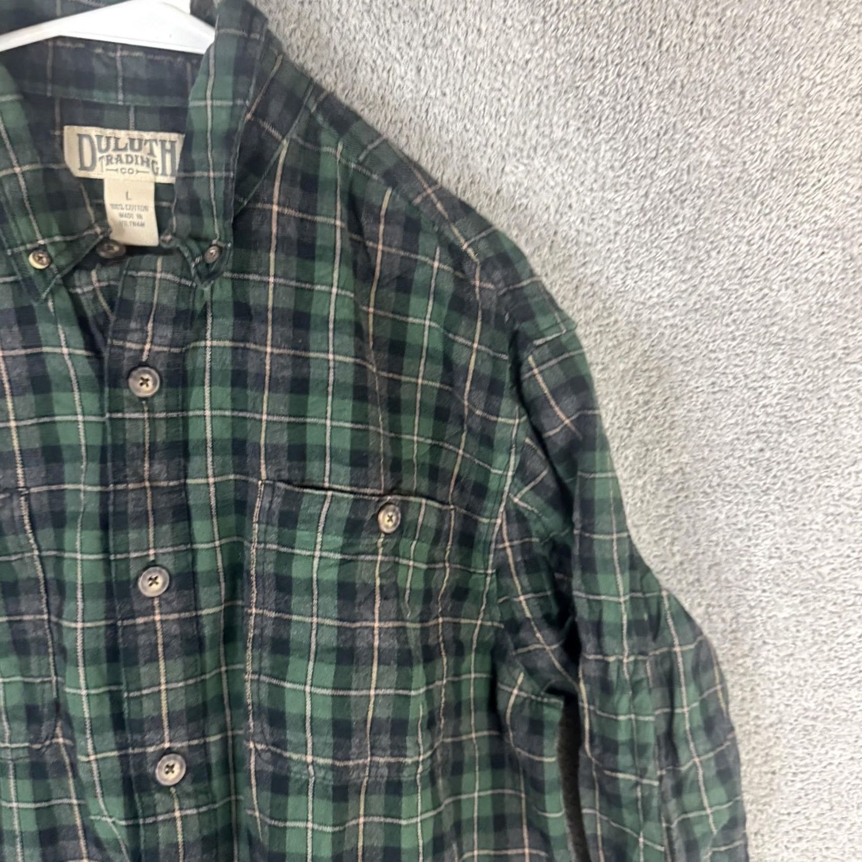 Duluth Trading Company Duluth Trading Co Shirt Mens Large Green Plaid Flannel Button Front Long Sleeve Size US L / EU 52-54 / 3 - 4 Thumbnail