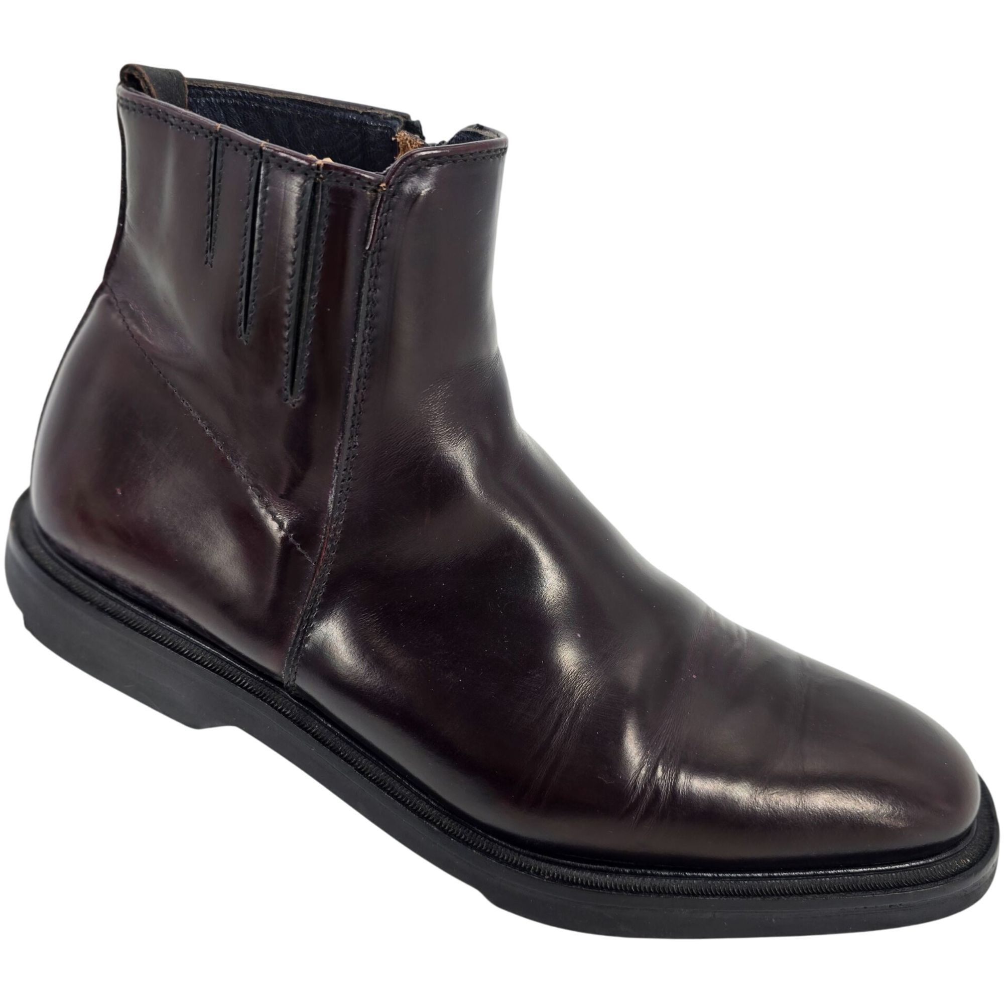 Koil Italy Mens 11.5D Burgundy Leather Dress Shoes Zip Boots