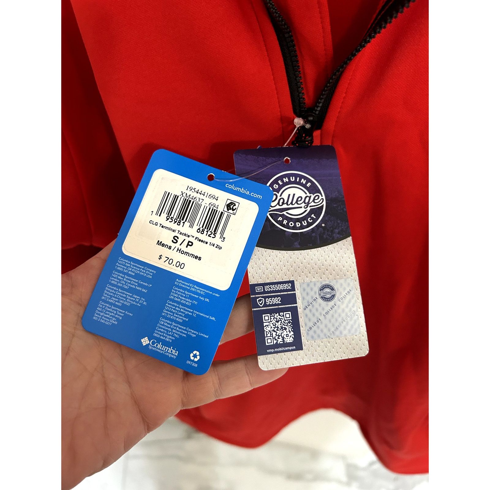 Columbia Columbia PFG Red UGA Georgia Bulldogs Quarter Zip size S Size S / US 4 / IT 40 - 3 Thumbnail