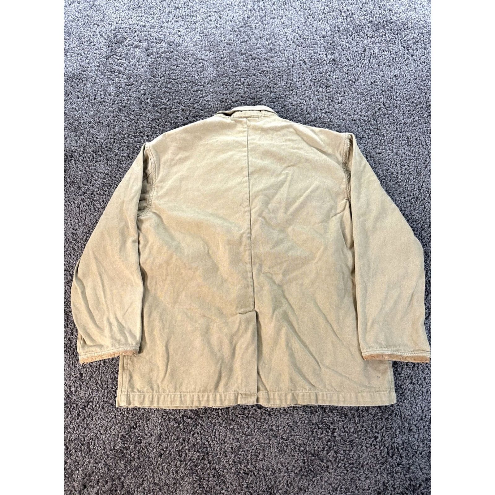 Orvis VINTAGE Orvis Zambezi Blazer Coat Leather Trim Men's XL Beige Hunting Overcoat Jacket Size 46R - 5 Thumbnail
