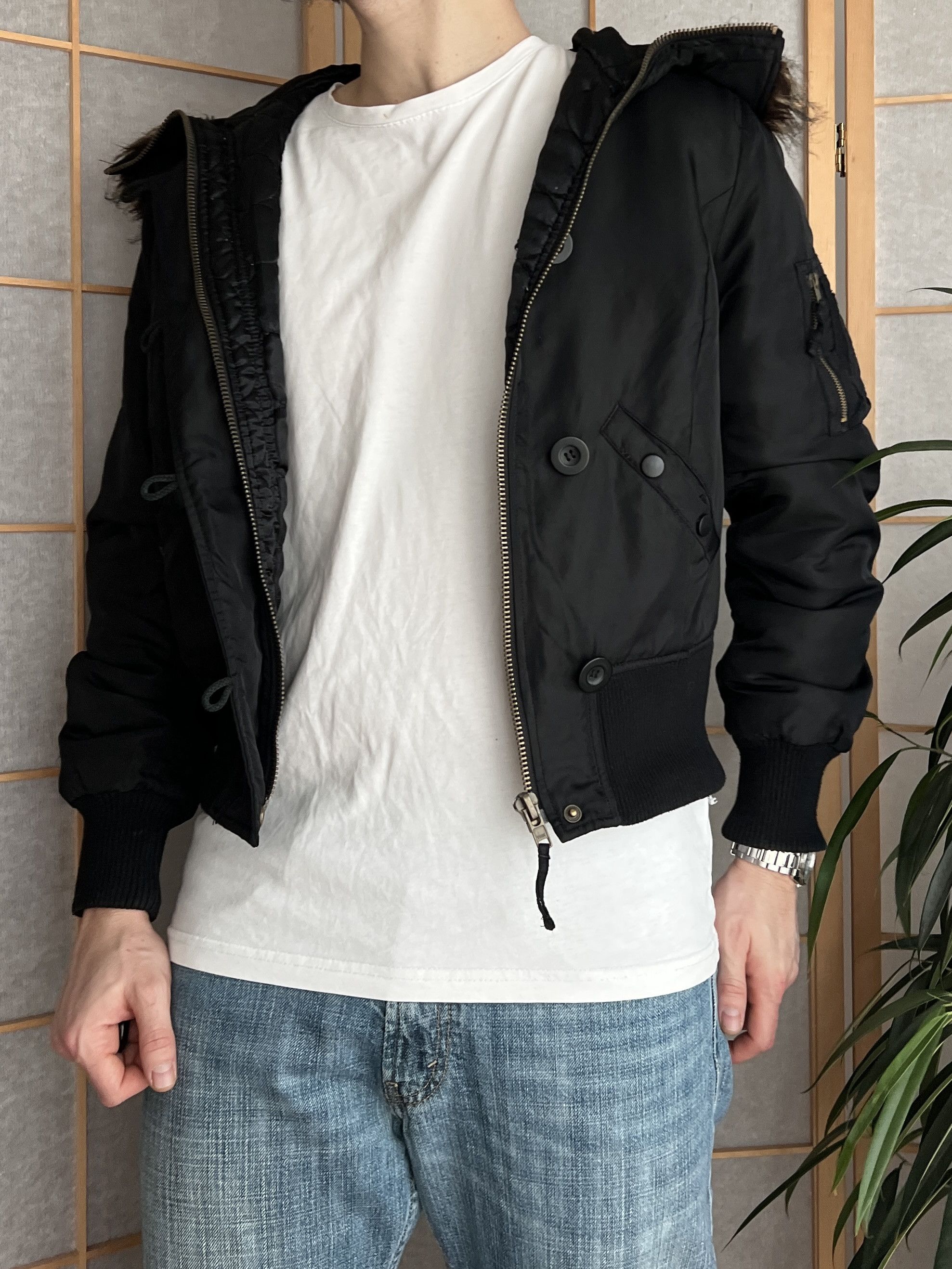 If Six Was Nine Avant garde vintage faux fur bomber jacket hood cropped punk Size M / US 6-8 / IT 42-44 - 7 Thumbnail