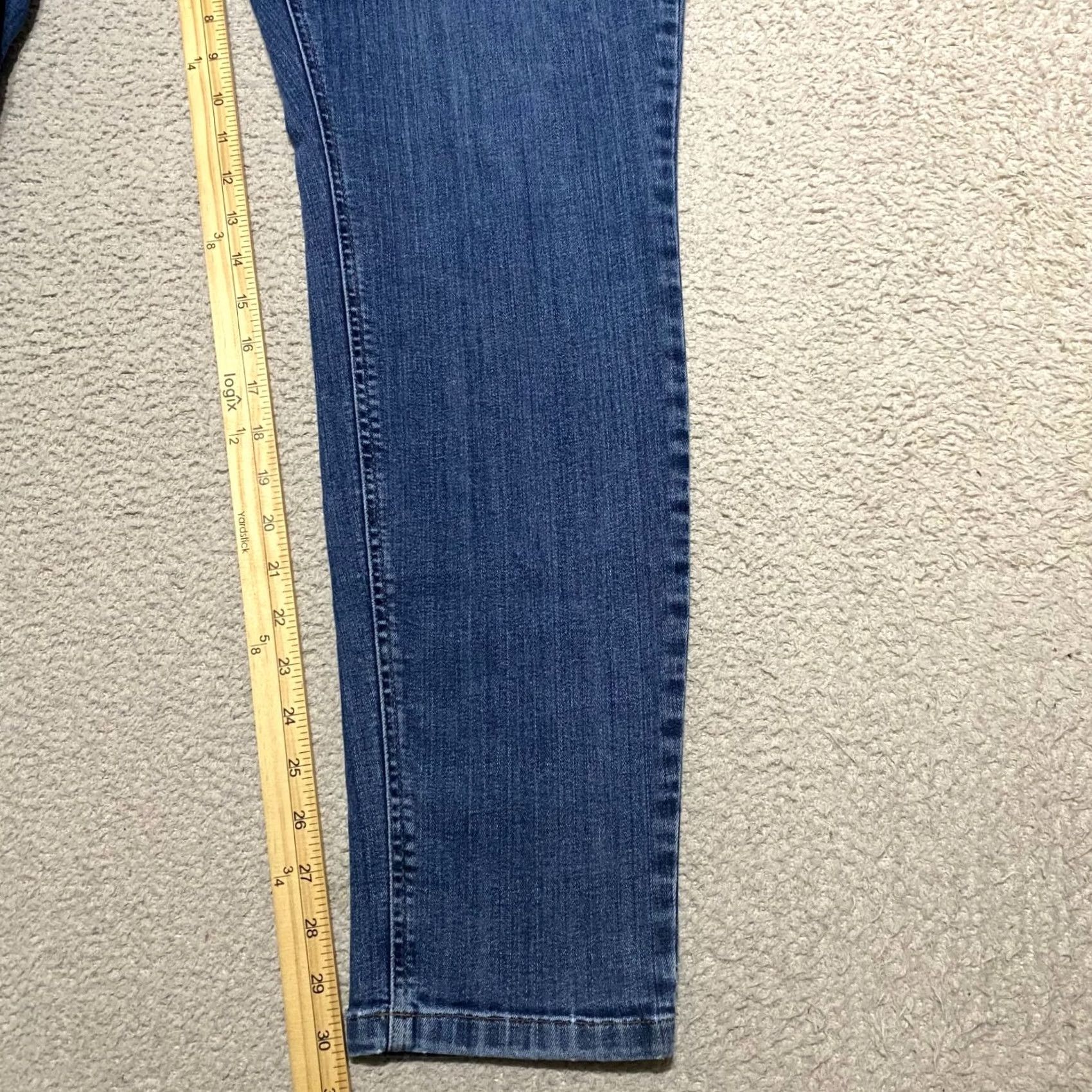 Vintage L.L. Bean Womens Jeans 18 Tall Blue Denim Medium Wash Skinny High Rise 5-Pocket Button Zip Size 25" / US 0 / IT 36 - 7 Thumbnail