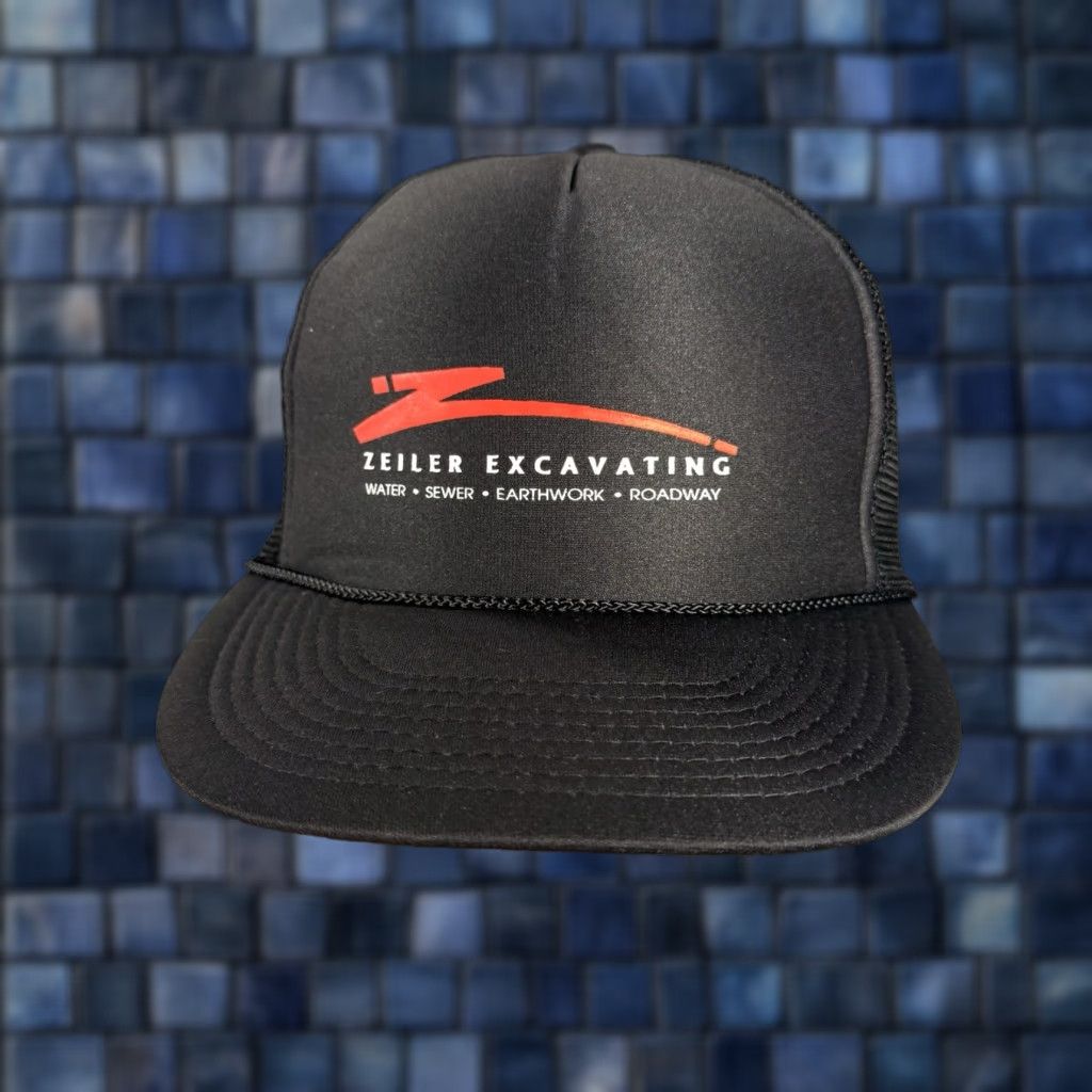 Vintage VINTAGE Construction Excavating Snapback Hat Nylon Black Red One Size Men Size ONE SIZE - 1 Thumbnail