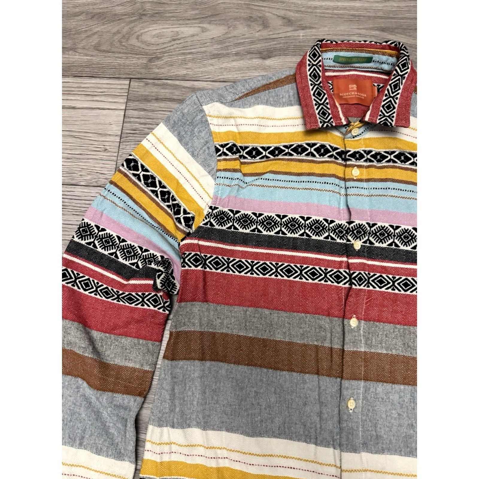 Scotch & Soda Scotch & Soda Mens Shirt Striped Cotton Multicolor Multicolor Colorful Long Sleeve S Small Regular Mens Shirt Size US S / EU 44-46 / 1 - 5 Thumbnail