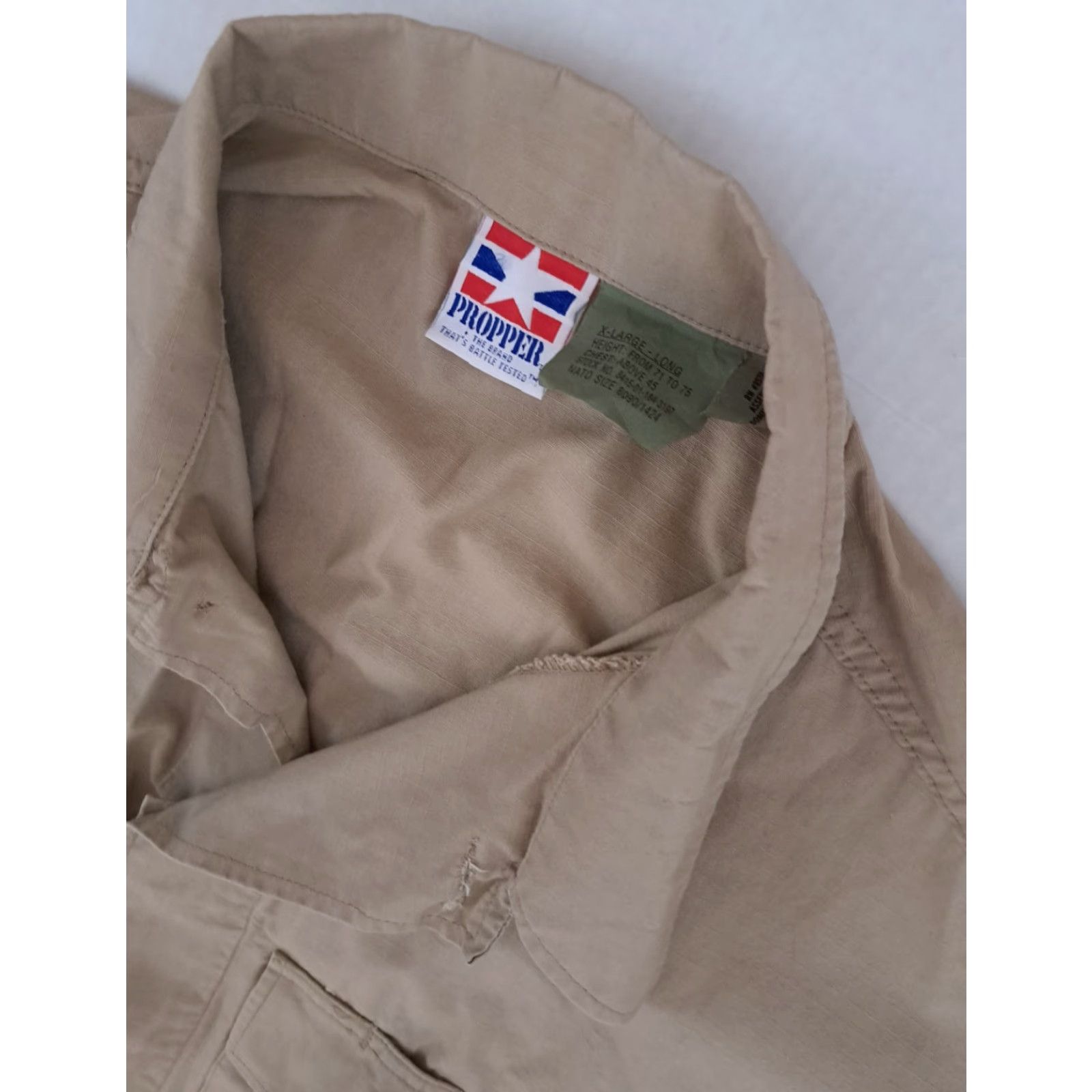 Propper VINTAGE PROPPER Military Jacket Coat Long XL Beige Cotton Button Mens Size US XL / EU 56 / 4 - 4 Thumbnail