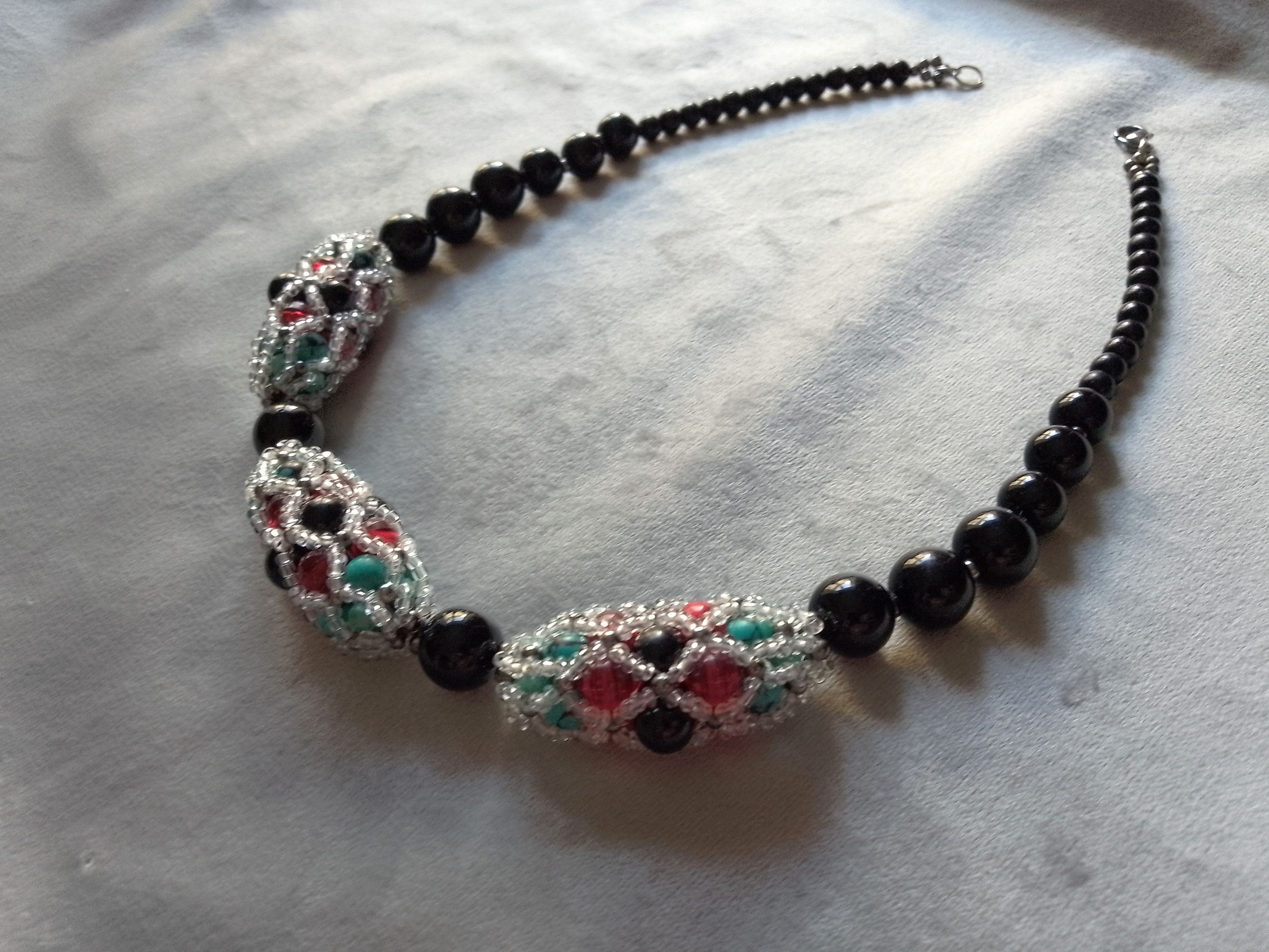 Handmade Necklace Vintage Black Pearls Tubular Classic Elegant Size ONE SIZE - 2 Thumbnail
