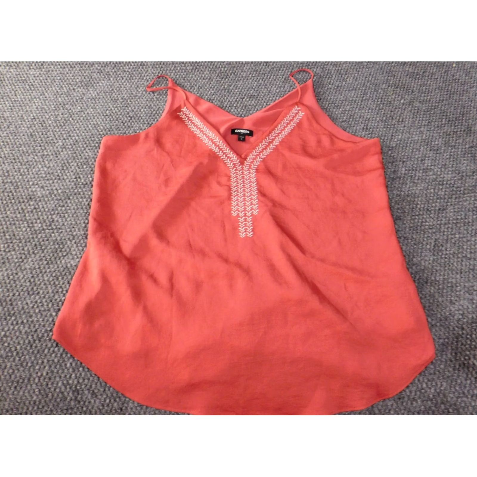 Express Express Womens Blouse L Sleeveless Pink Floral Lined Spaghetti Strap Pullover V-Neck Polyester Regular Modern Basic Shirt Womens Size L / US 10 / IT 46 - 5 Thumbnail
