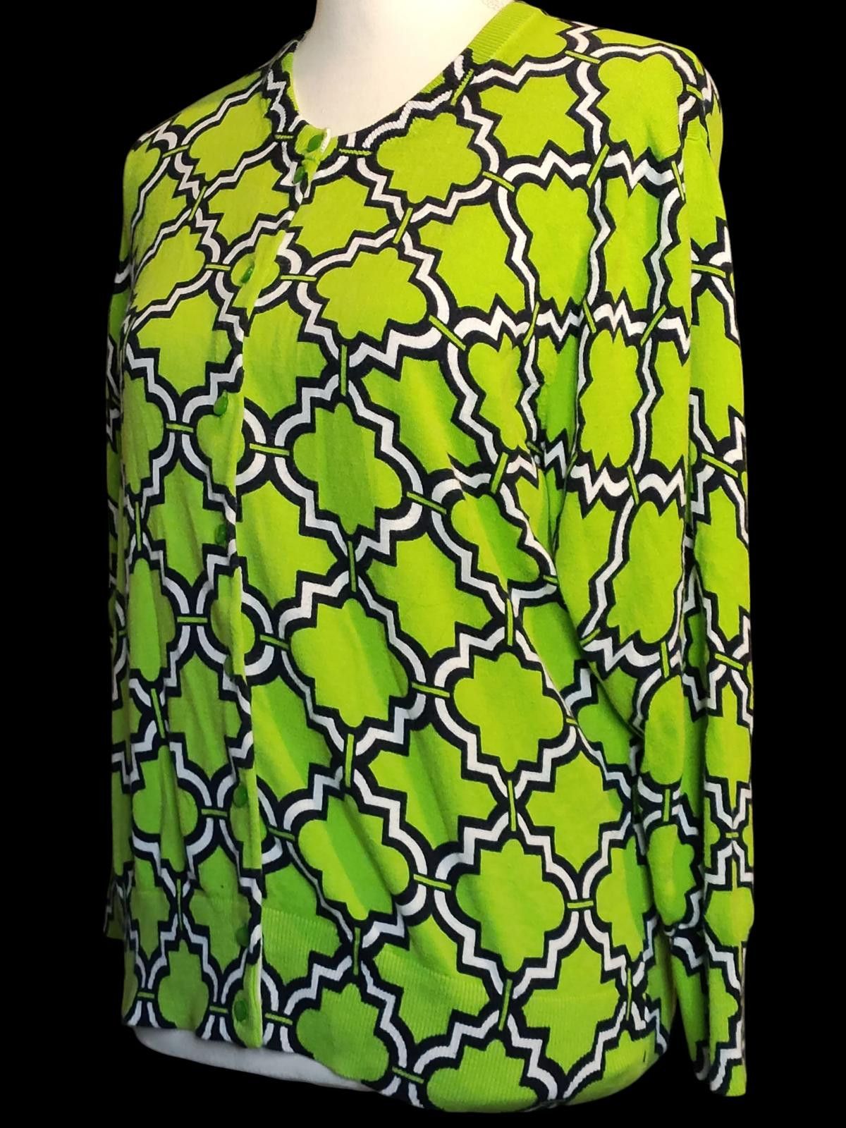 Other Crown & Ivy Green Patterned Women's Cardigan Jacket Size XL / US 12-14 / IT 48-50 - 5 Thumbnail