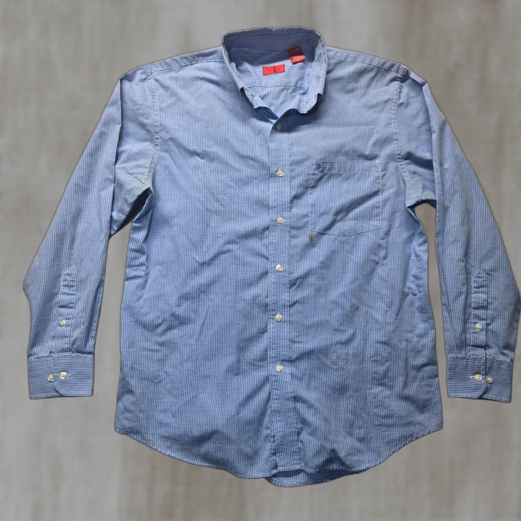 Izod VINTAGE IZOD Men's Shirt Long Sleeve Button-Up Checkered Blue Size M Size US M / EU 48-50 / 2 - 1 Thumbnail