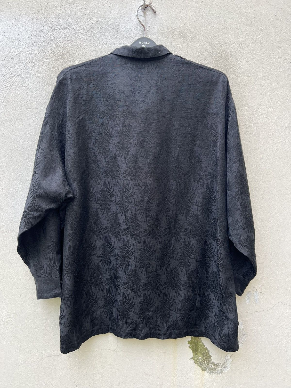 Johnbull Vintage 80s John Bull Zou Zou Raw Silk Black Jacquard Shirt Size US XL / EU 56 / 4 - 16 Thumbnail