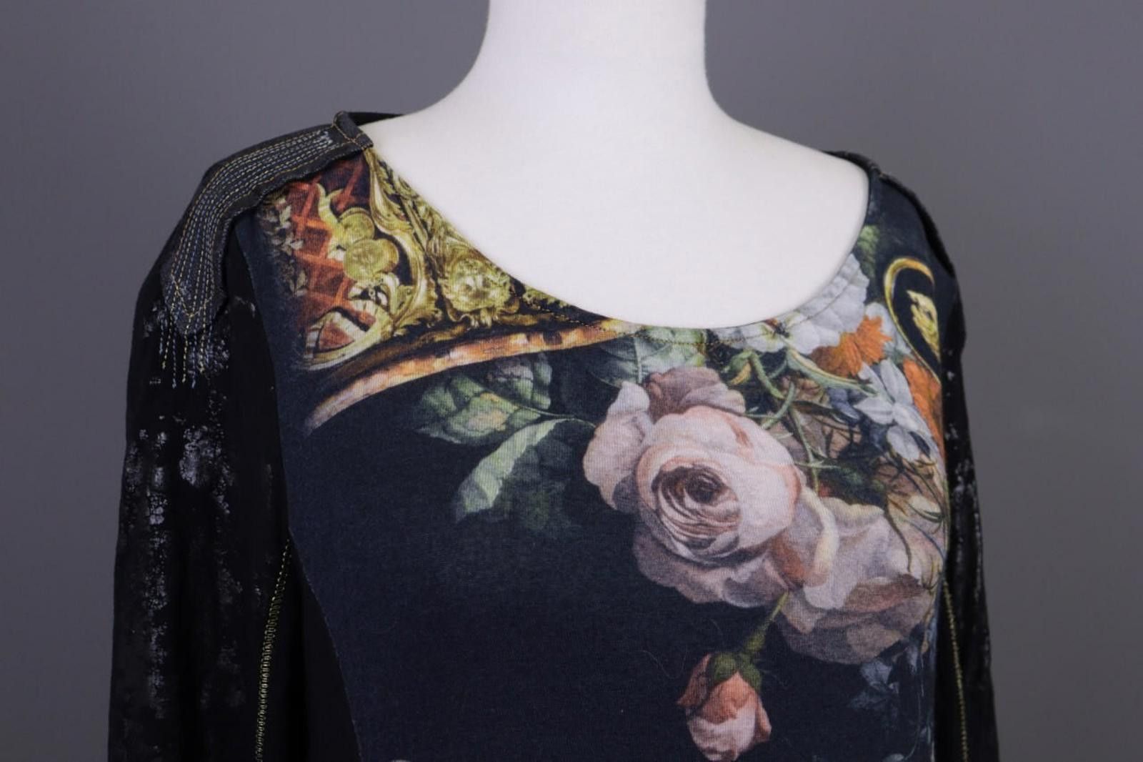Designer Elisa Cavaletti Black Floral Relaxed Blouse Shirt Size L Size L / US 10 / IT 46 - 6 Thumbnail