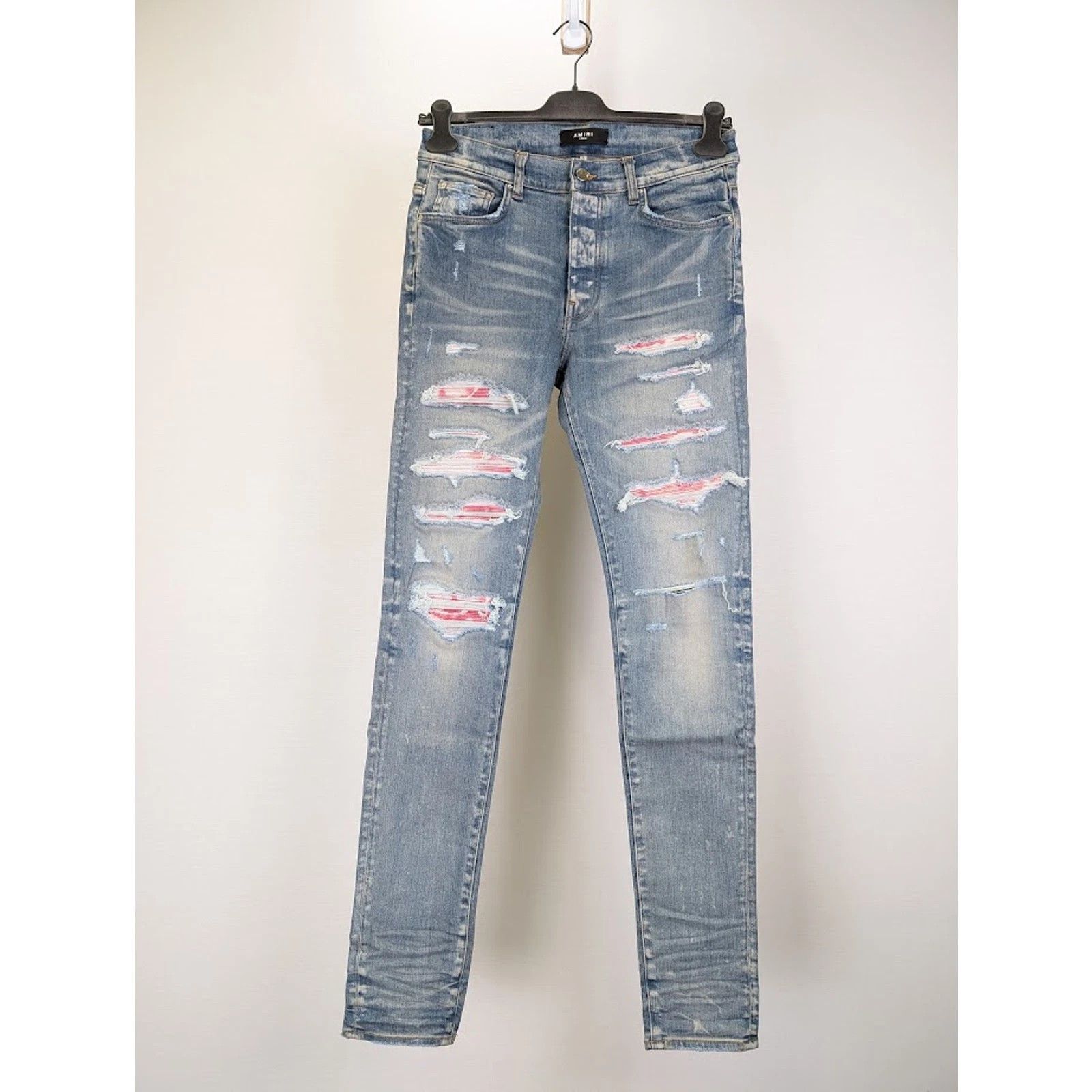 Amiri o1rshd1 Q:2 / Tie Dye Bandana Thrasher Jeans in Clay Indigo 