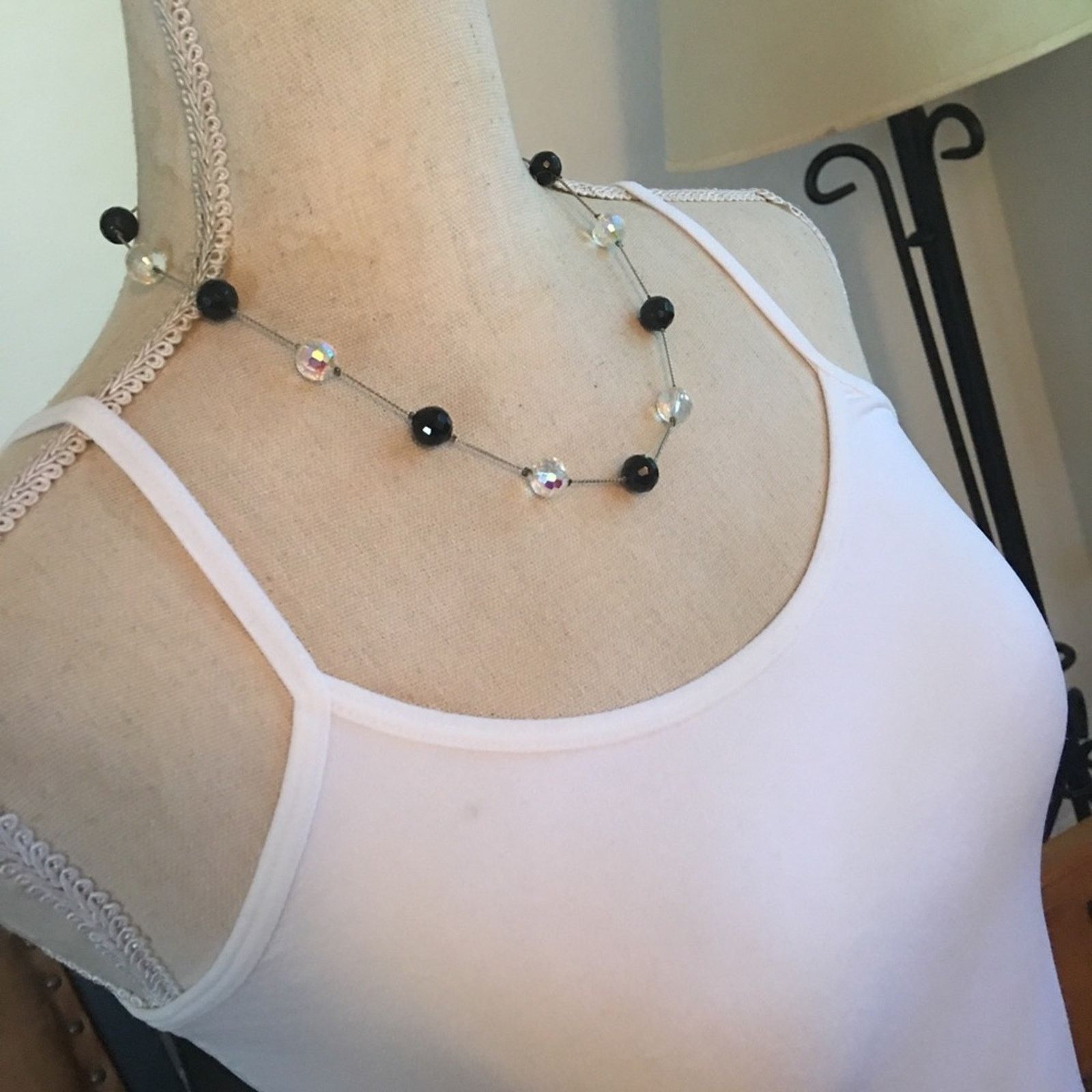 Vintage Vintage 90s faceted jet & AB stone chain necklace Size ONE SIZE - 2 Thumbnail