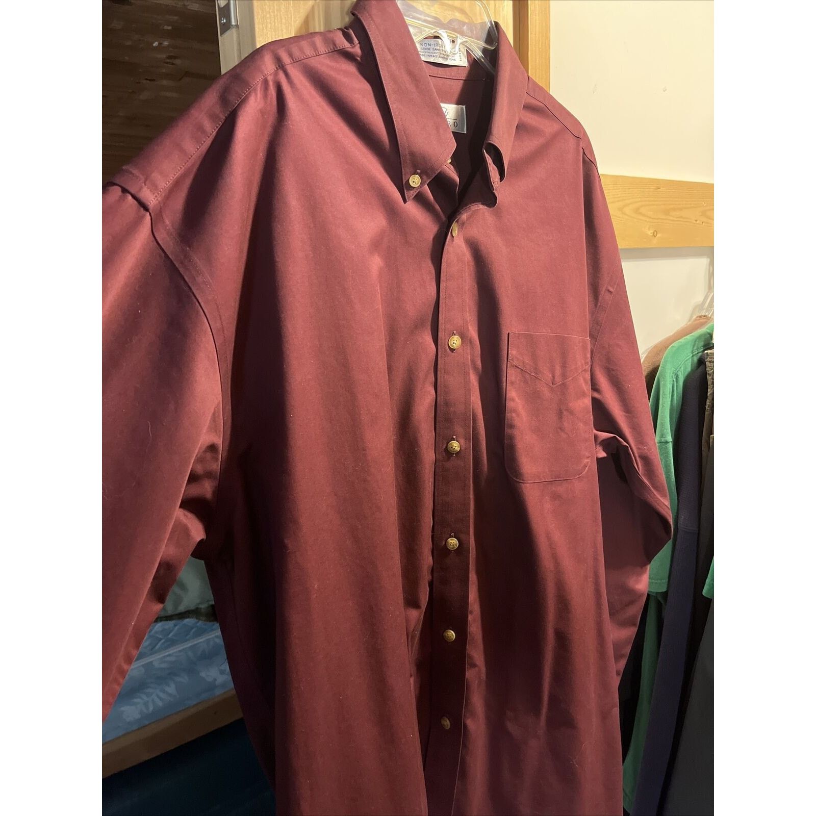 Enro ENRO Men's L Maroon LS Button Up Cotton Non-Iron Twill Shirt Size US L / EU 52-54 / 3 - 5 Thumbnail