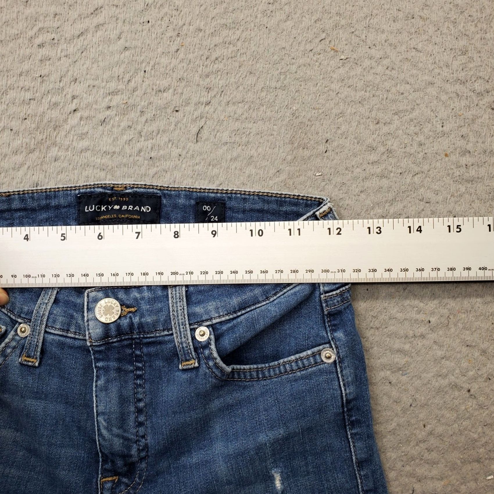 Lucky Brand Lucky Brand Skinny Jeans Women's 00/24 Blue Denim Cotton Distressed Frayed Hem Jeans Size 24" / US 00 / IT 34 - 6 Thumbnail